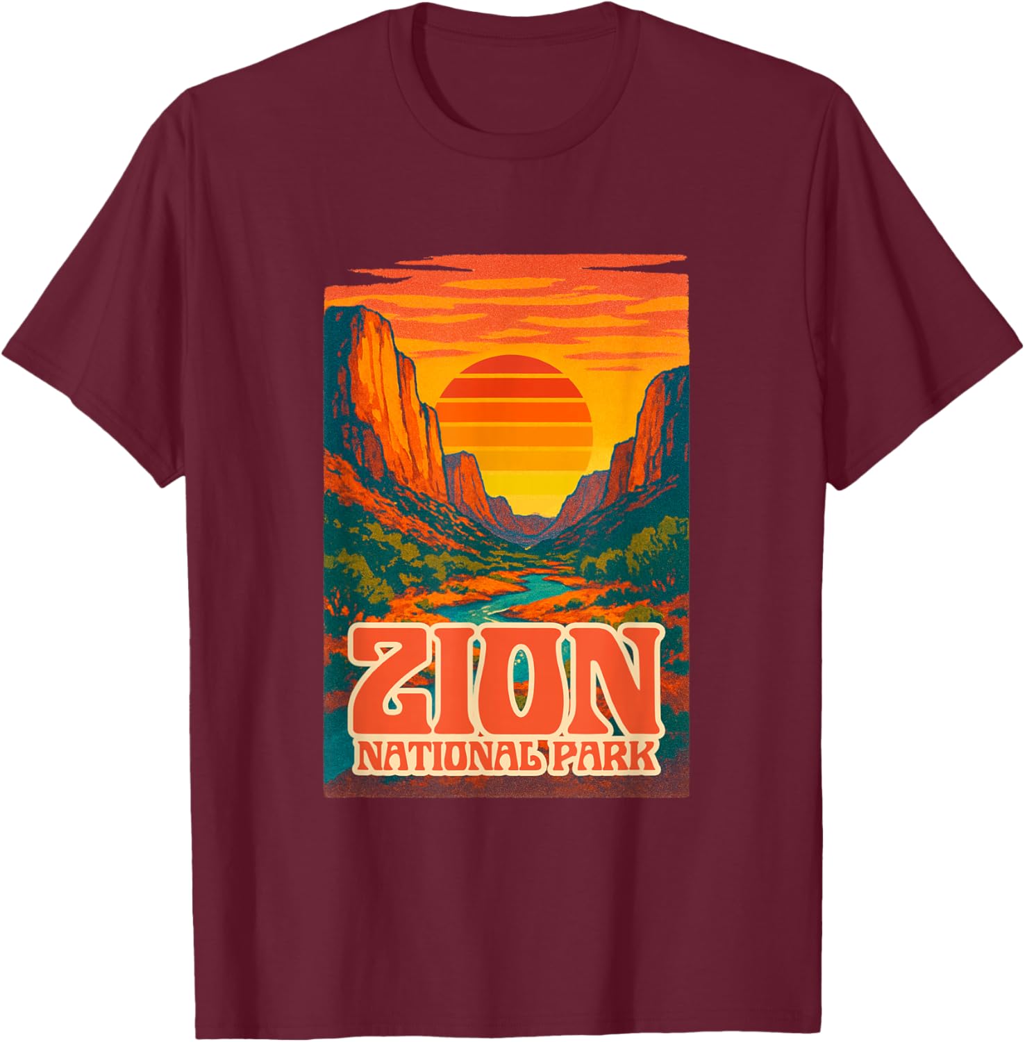 Utah Zion National Park Retro Sunset T-Shirt for Outdoor Lovers - 11