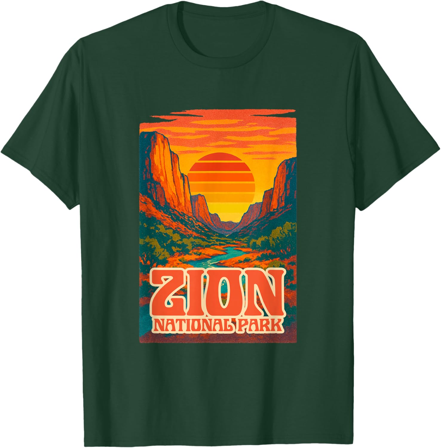 Utah Zion National Park Retro Sunset T-Shirt for Outdoor Lovers - 28