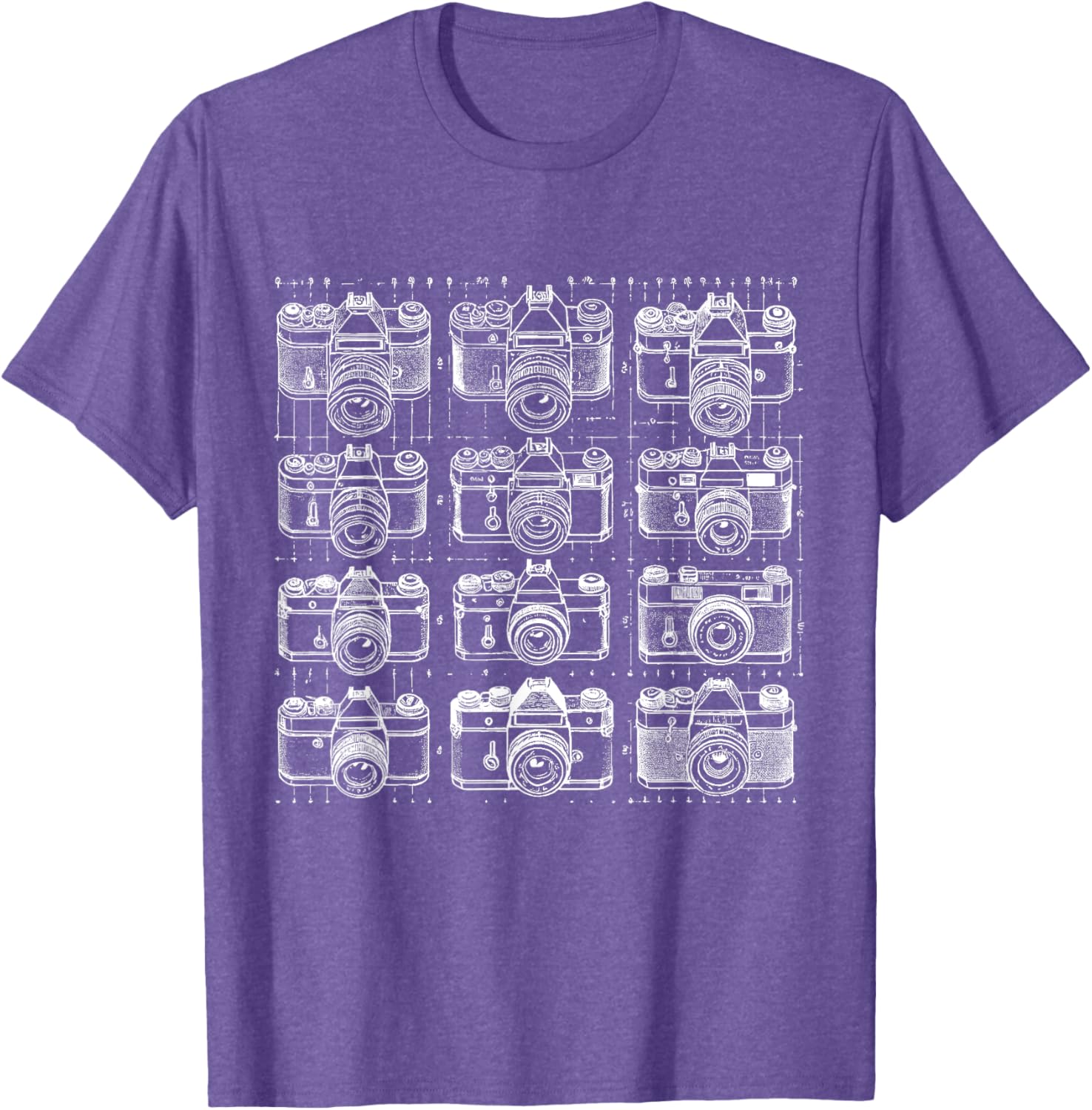 Vintage Camera Grid T-Shirt for Photography Lovers and Retro Style Fans - 4