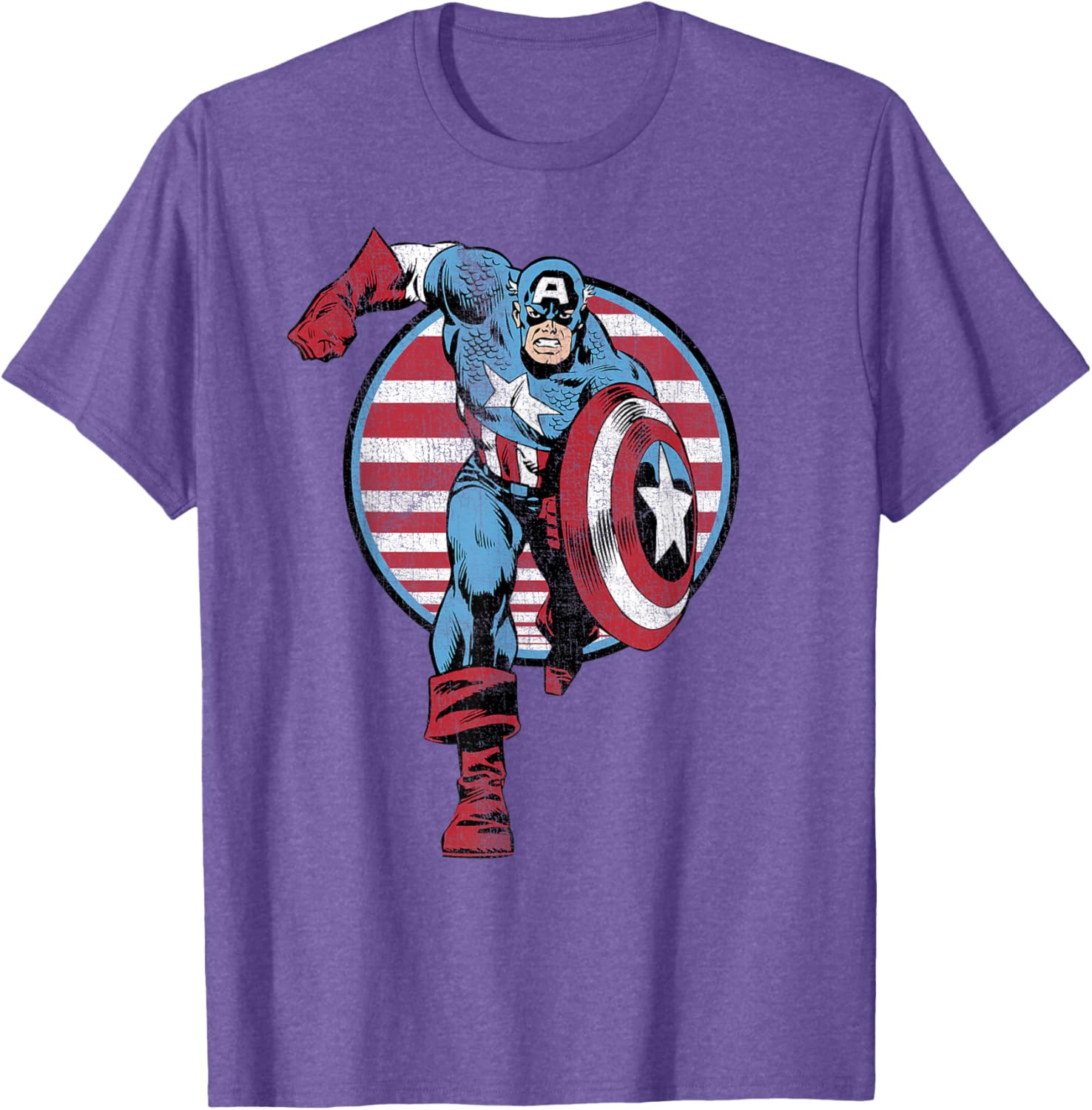 Vintage Captain America Retro Comic Circle T-Shirt for Fans - 11