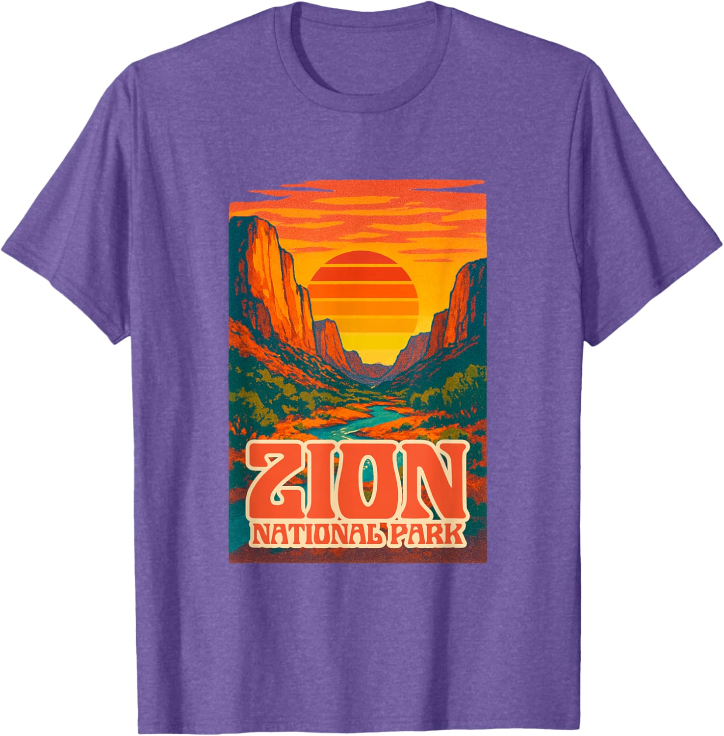 Utah Zion National Park Retro Sunset T-Shirt for Outdoor Lovers - 7