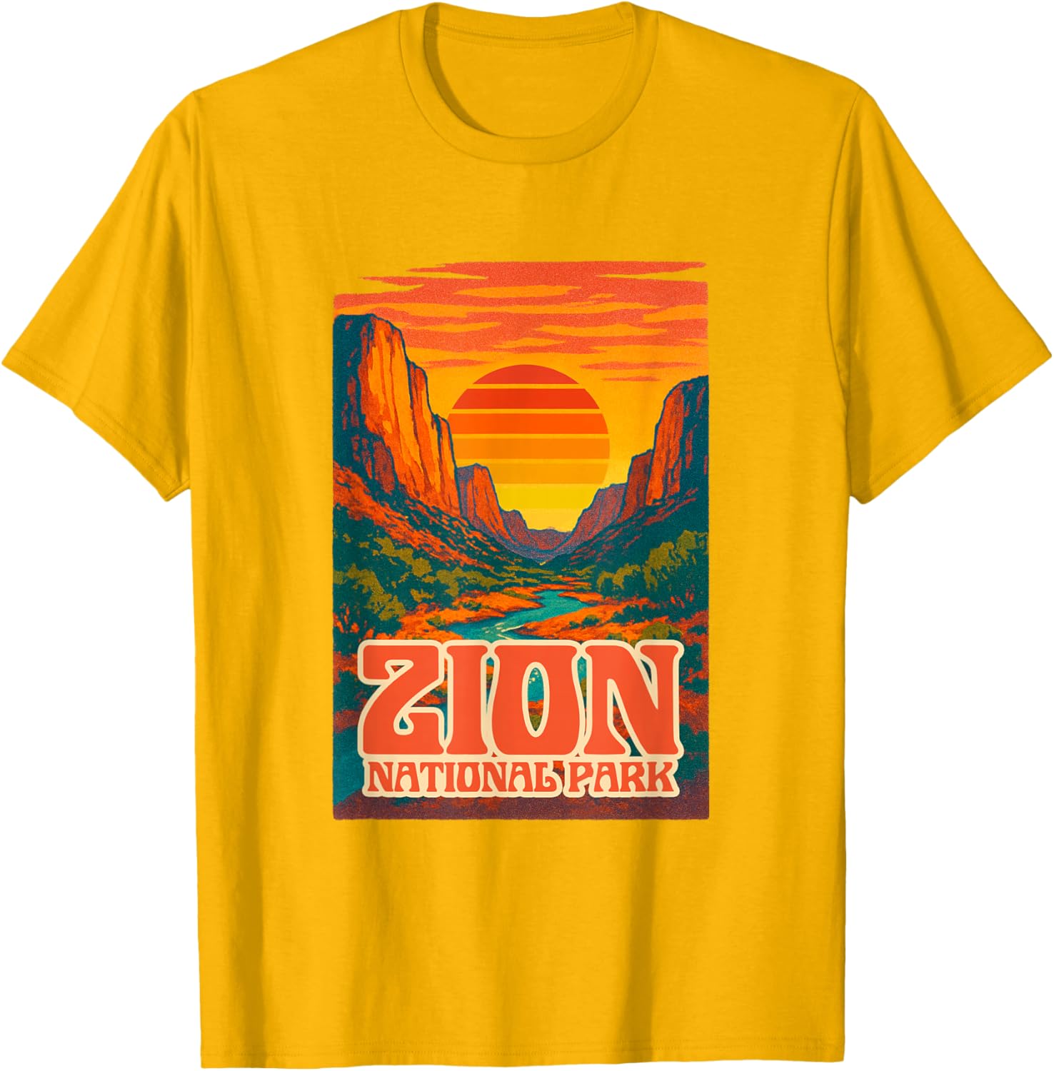 Utah Zion National Park Retro Sunset T-Shirt for Outdoor Lovers - 26