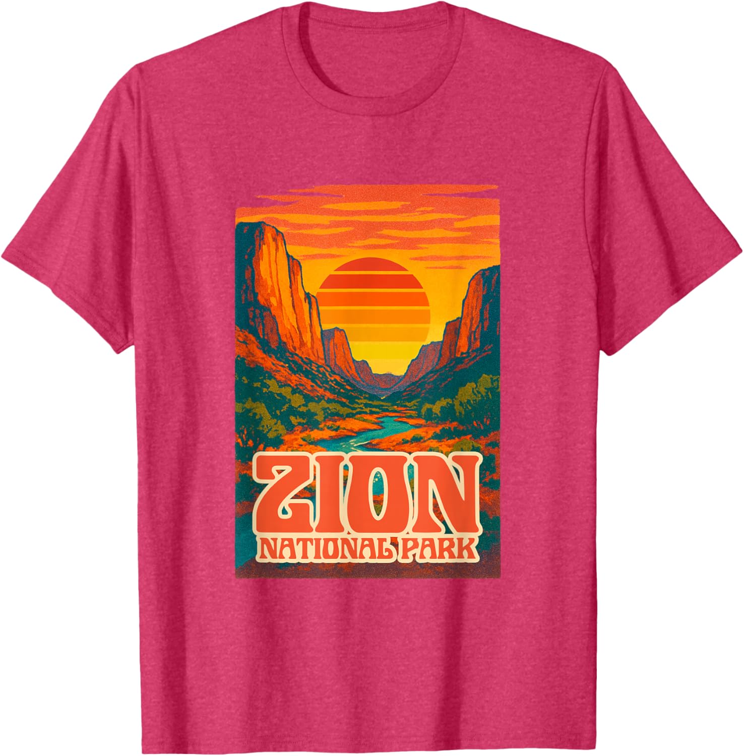 Utah Zion National Park Retro Sunset T-Shirt for Outdoor Lovers - 14