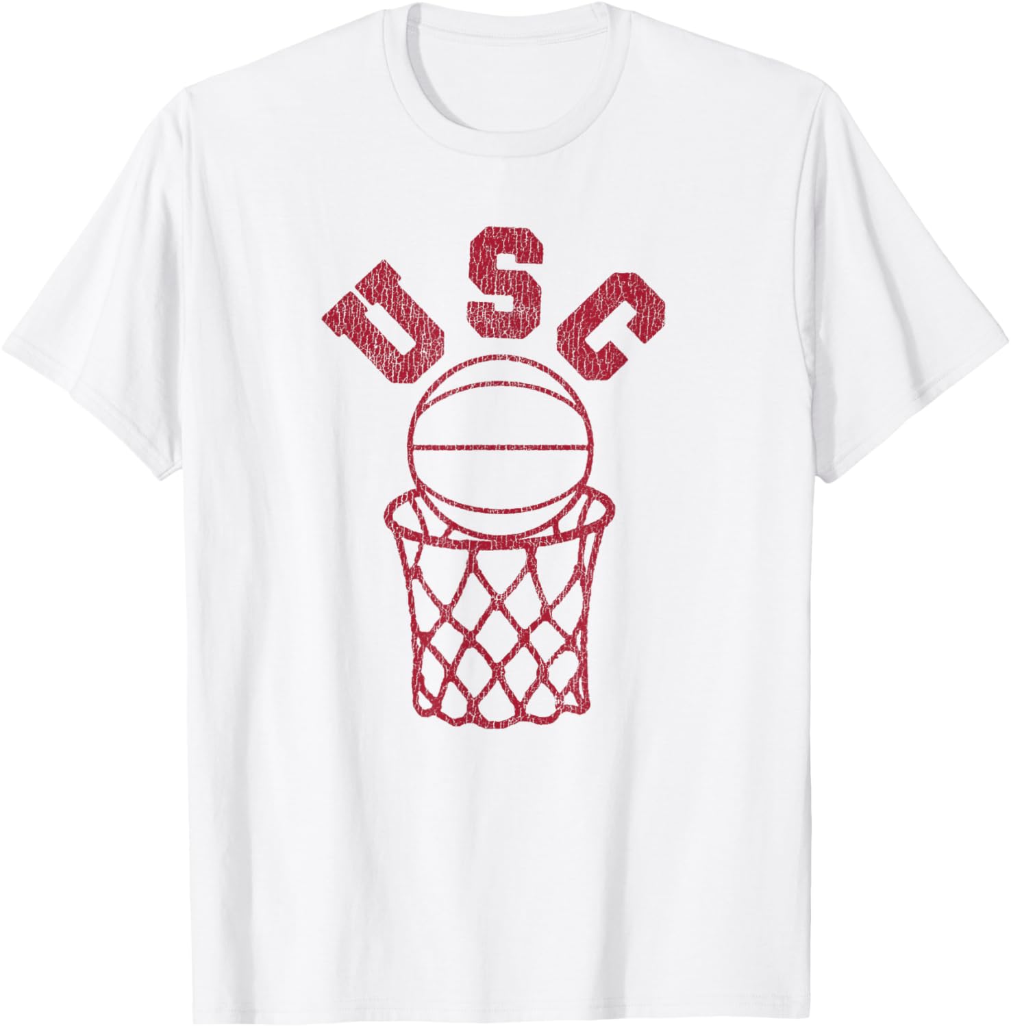 USC Basketball Trojans Distressed Retro 80s Style Hoop T-Shirt for Fans - 2