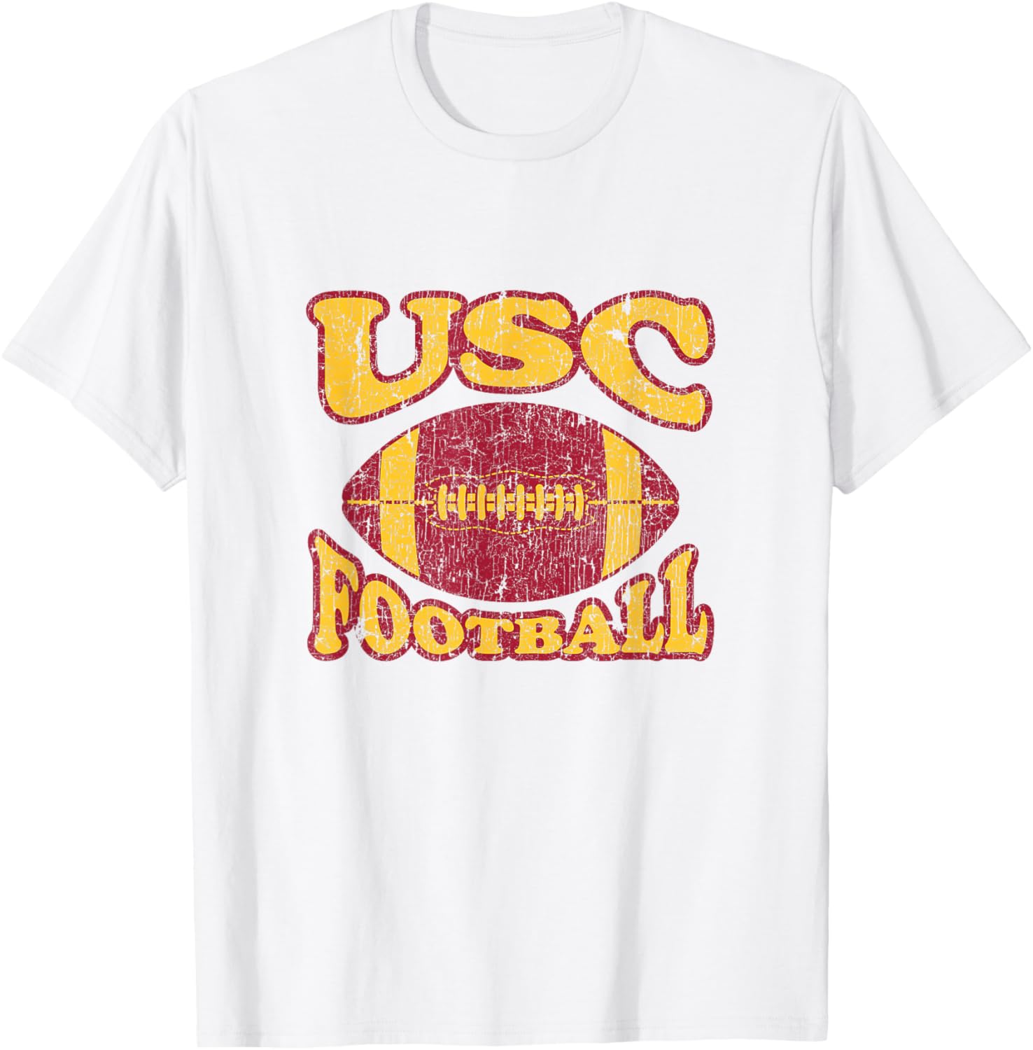 USC Trojans Distressed Retro Style Football T-Shirt for Fans - 16
