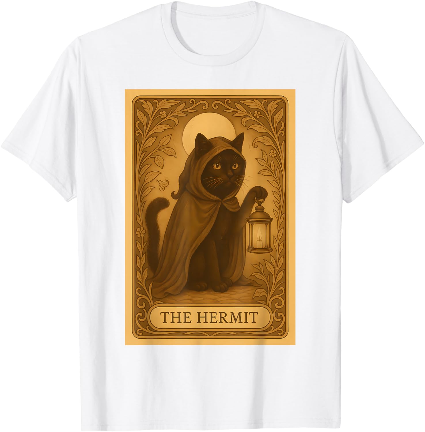 Vintage Black Cat Tarot Card Moon T-Shirt for Stylish Cat Lovers - 6