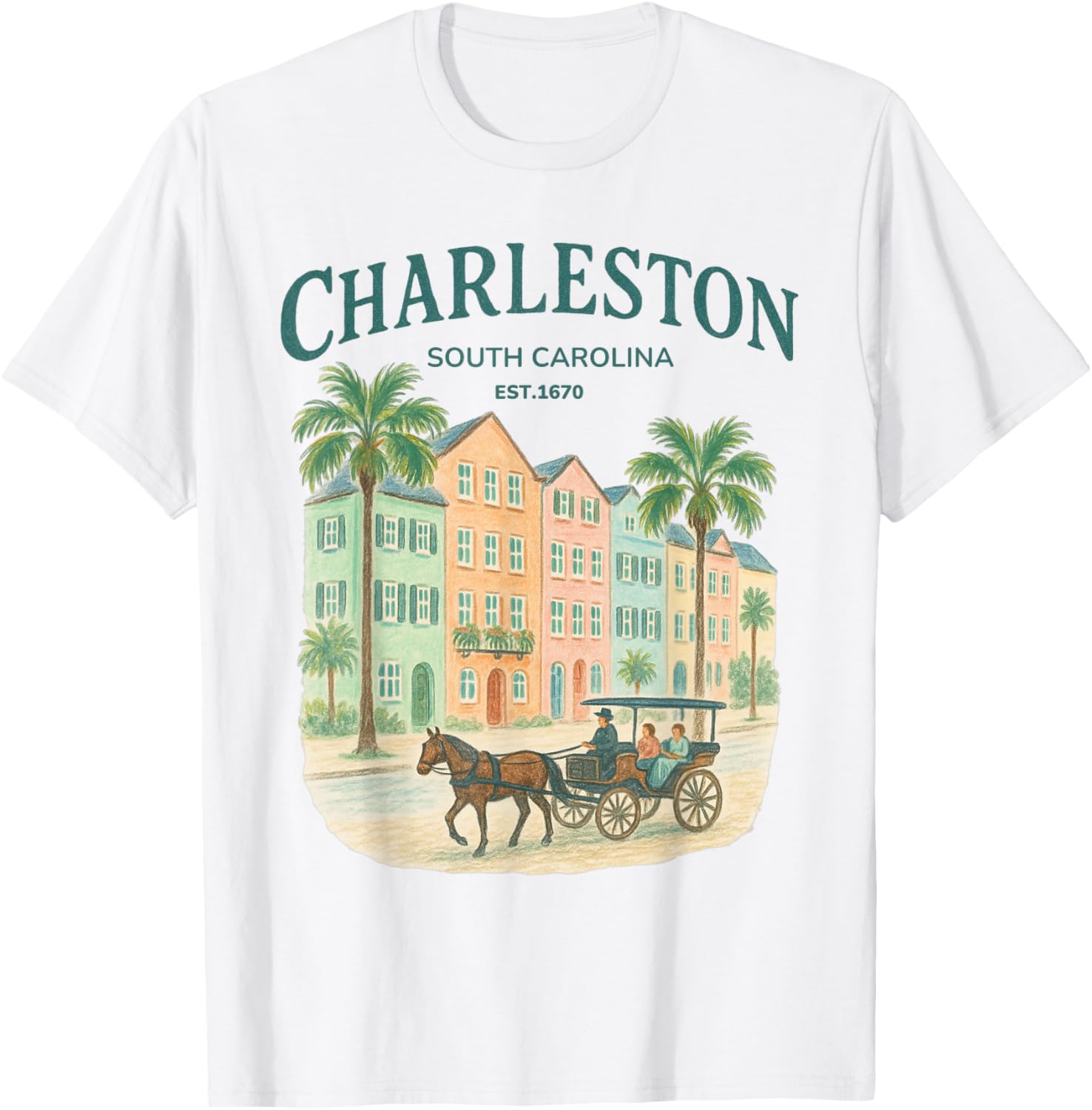Vintage Charleston South Carolina Cityscape T-Shirt for Stylish Locals - 5
