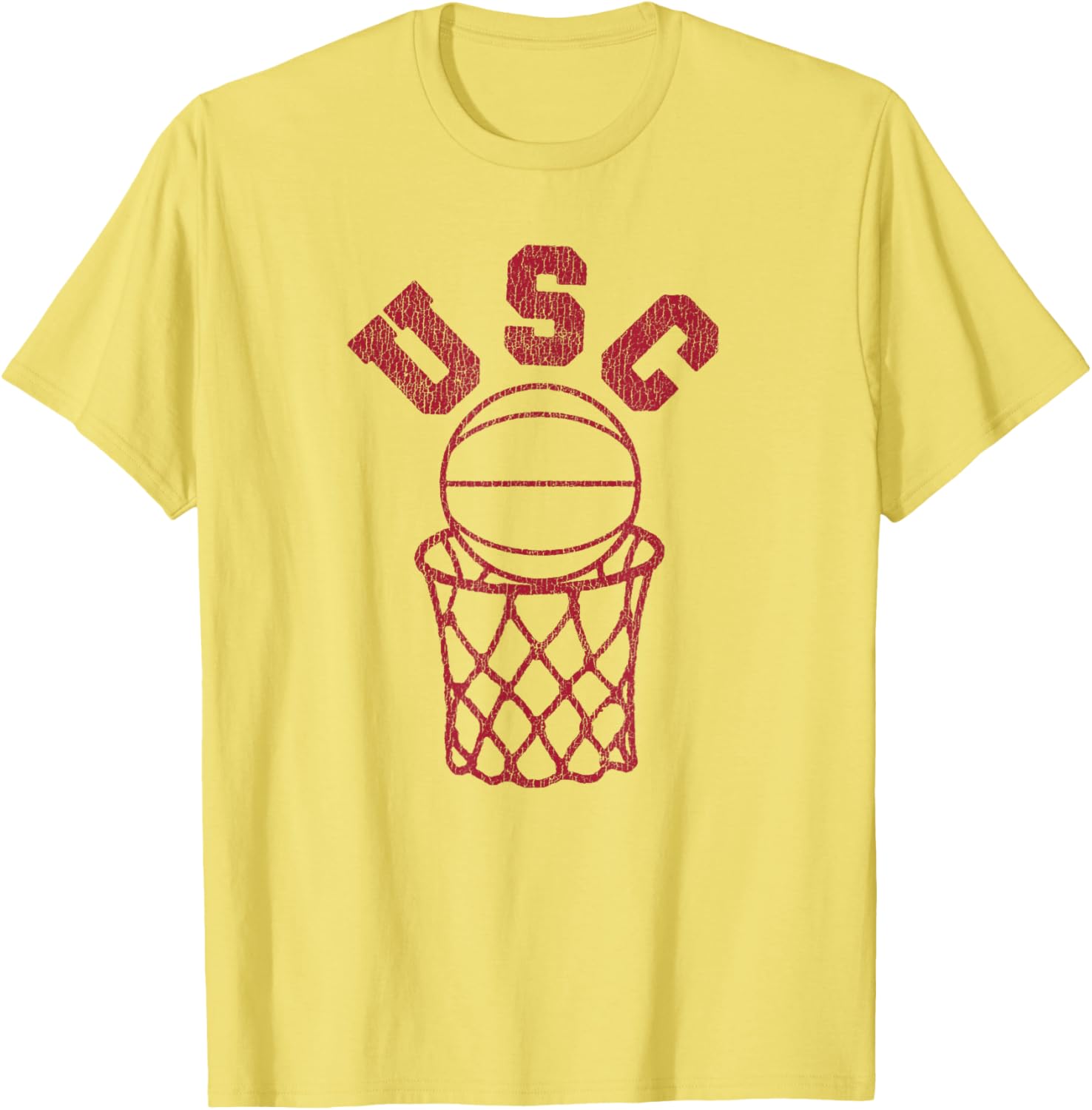 USC Basketball Trojans Distressed Retro 80s Style Hoop T-Shirt for Fans - 5