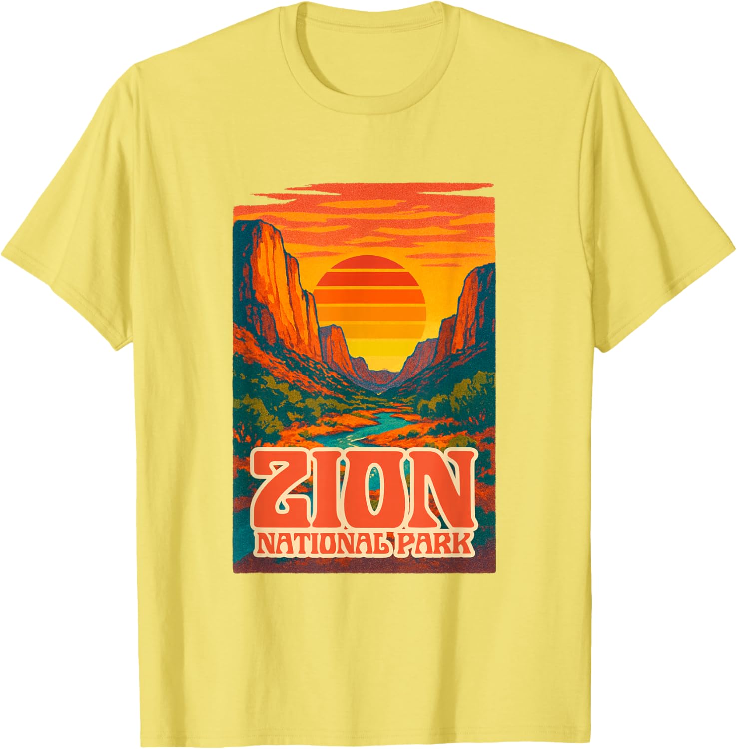 Utah Zion National Park Retro Sunset T-Shirt for Outdoor Lovers - 17