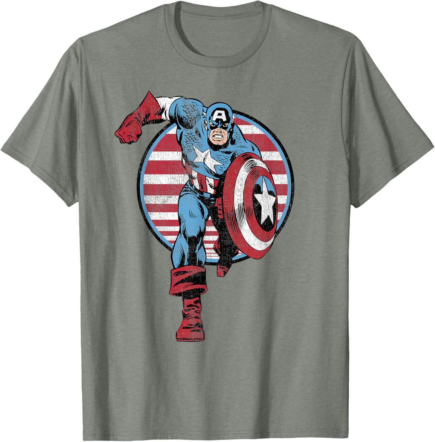 Vintage Captain America Retro Comic Circle T-Shirt for Fans - 2