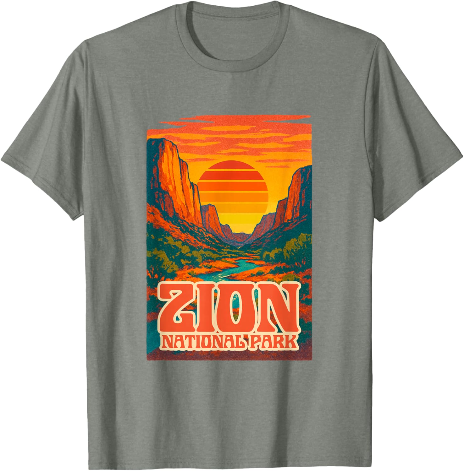 Utah Zion National Park Retro Sunset T-Shirt for Outdoor Lovers - 21