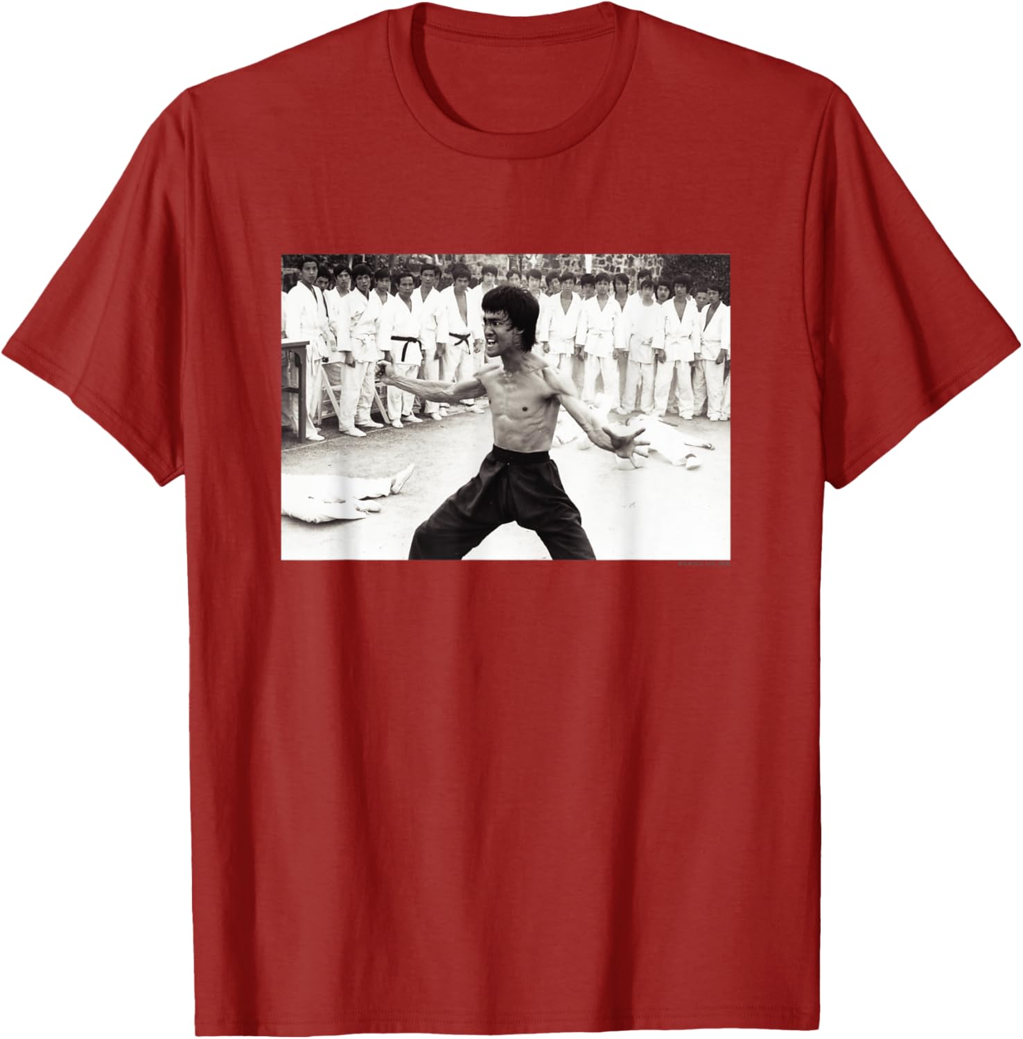 Vintage Bruce Lee Beats Everyone T-Shirt in Black and White Design - 3