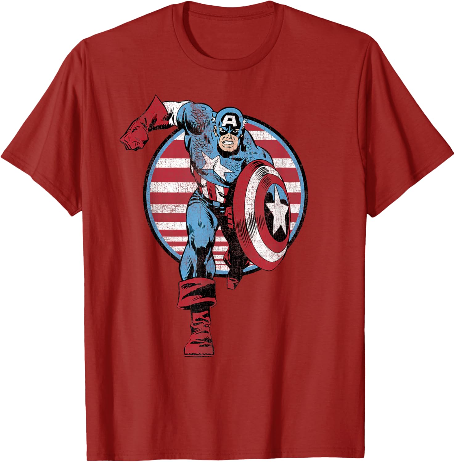 Vintage Captain America Retro Comic Circle T-Shirt for Fans - 8