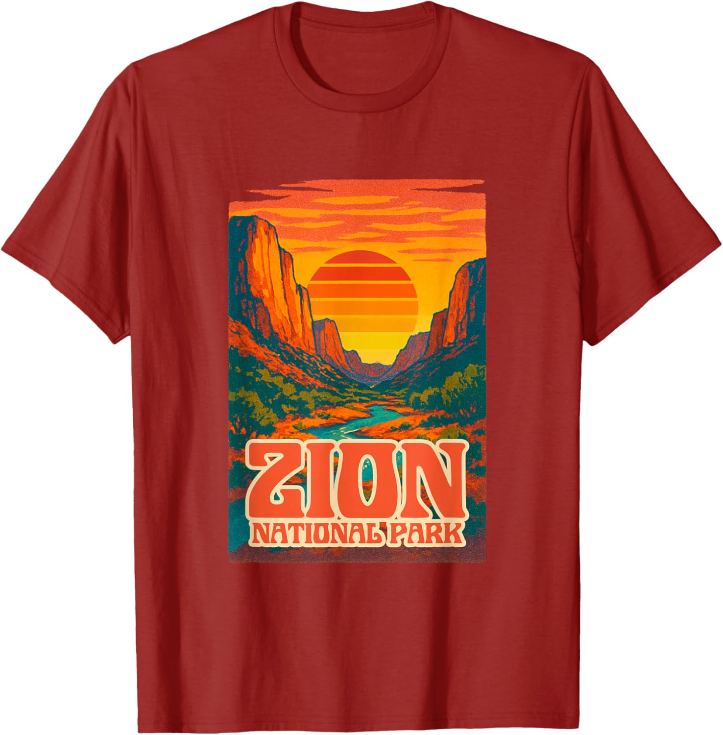 Utah Zion National Park Retro Sunset T-Shirt for Outdoor Lovers - 2