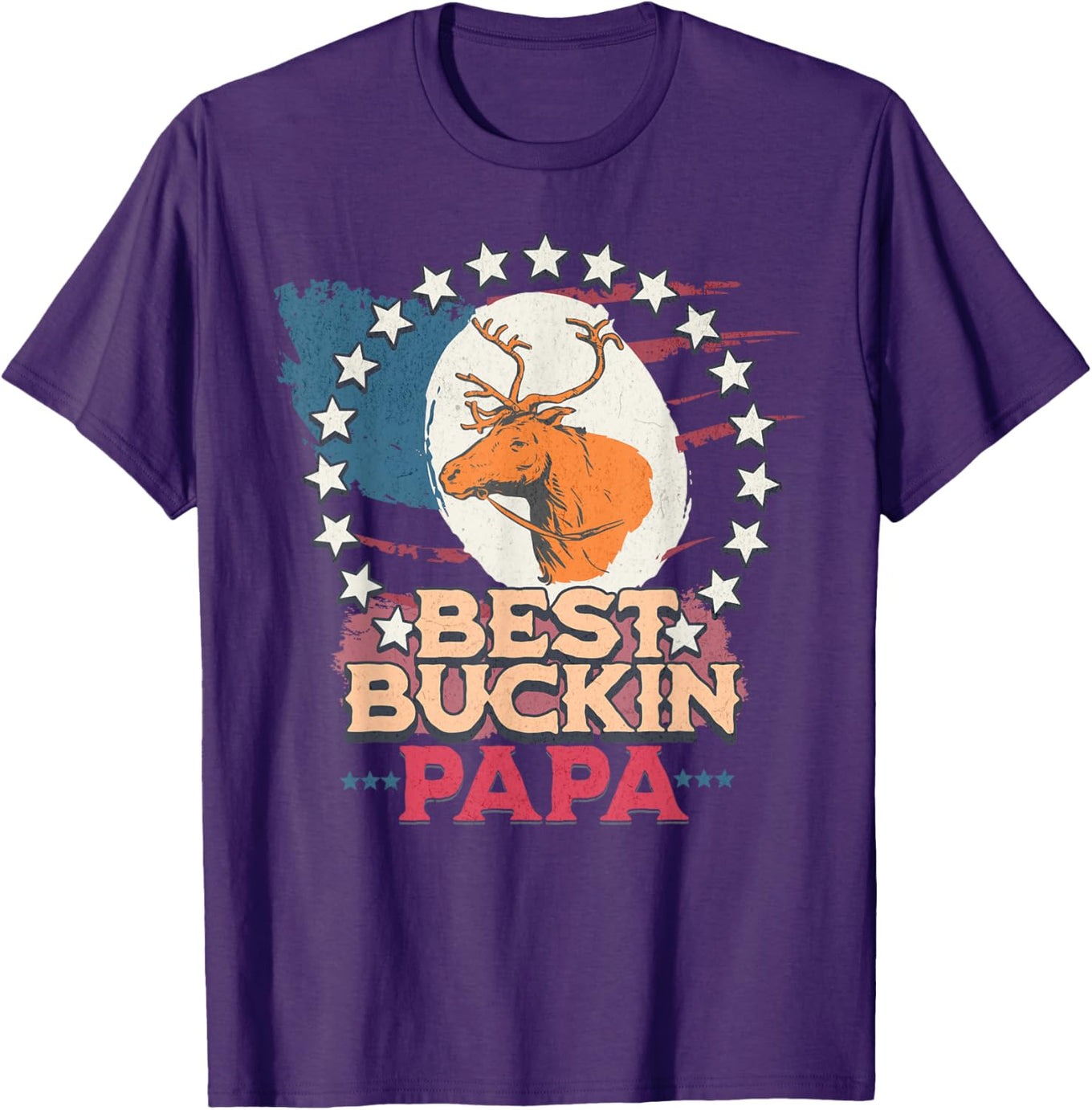 Best Bucking Papa American Flag T-Shirt for Fathers Who Love Hunting - 1