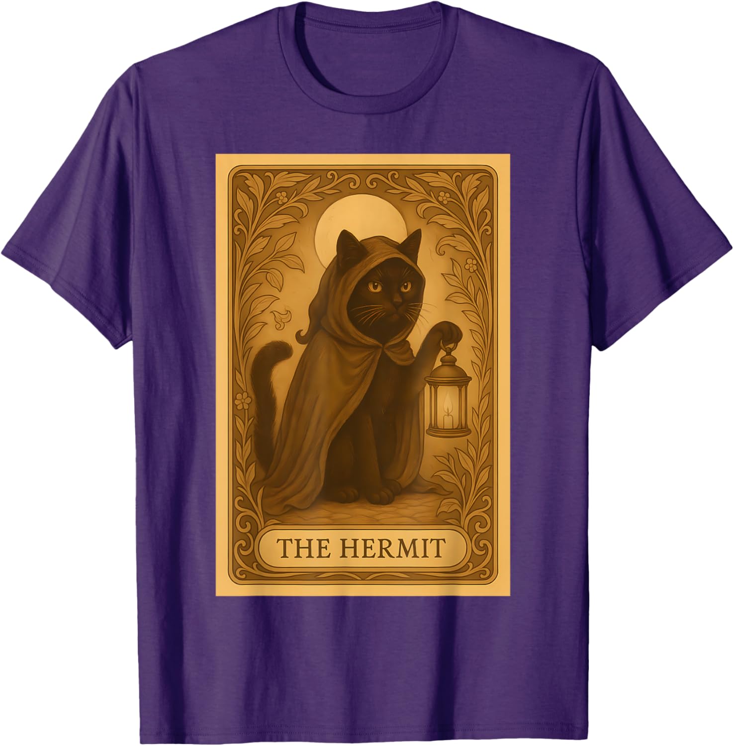 Vintage Black Cat Tarot Card Moon T-Shirt for Stylish Cat Lovers - 4