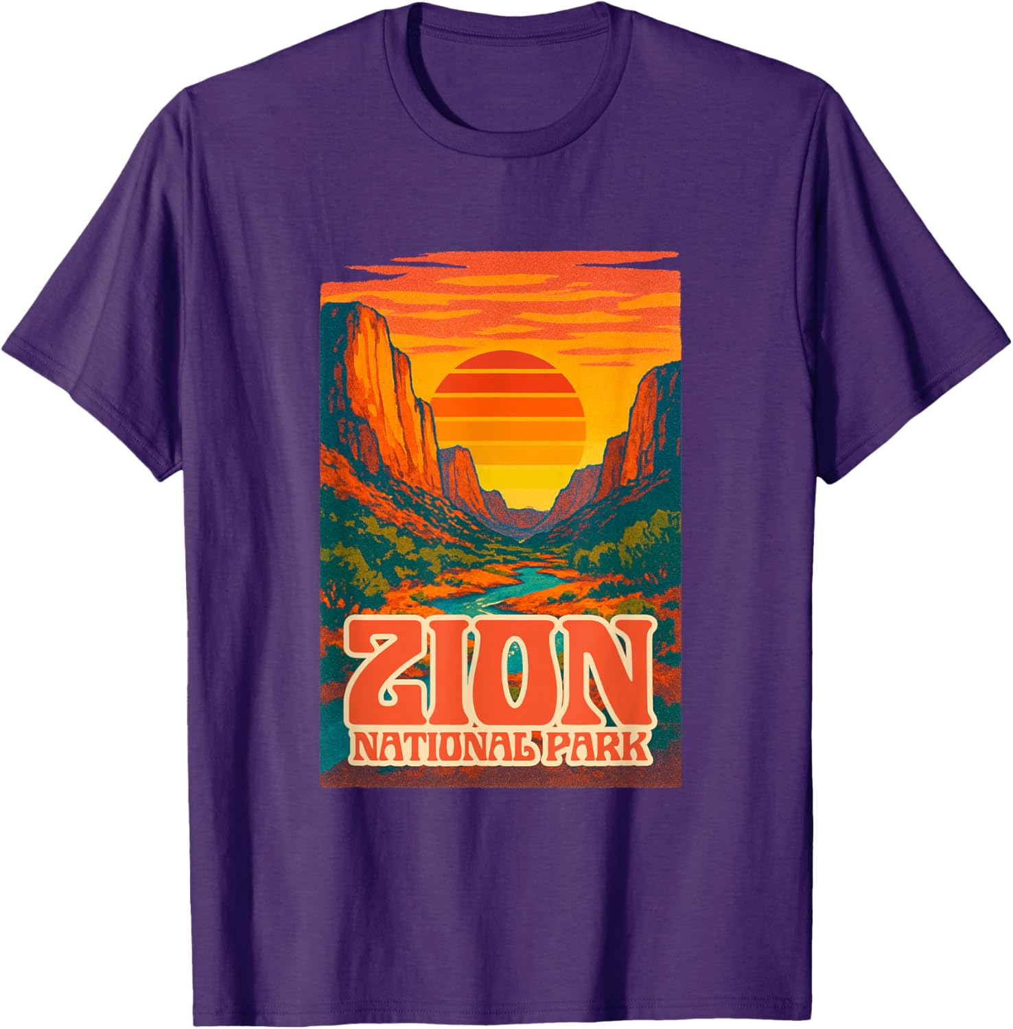 Utah Zion National Park Retro Sunset T-Shirt for Outdoor Lovers - 5