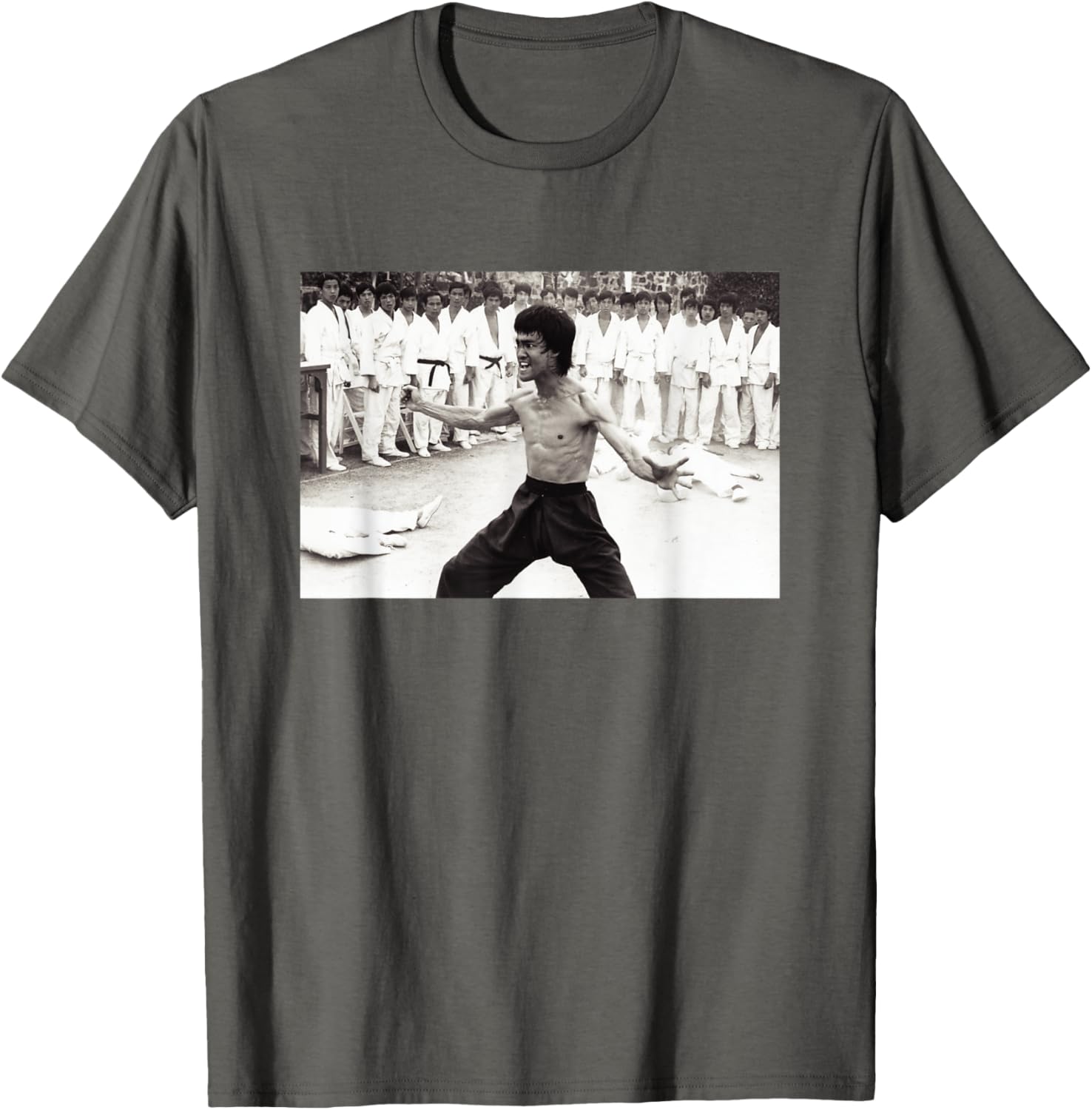 Vintage Bruce Lee Beats Everyone T-Shirt in Black and White Design - 20
