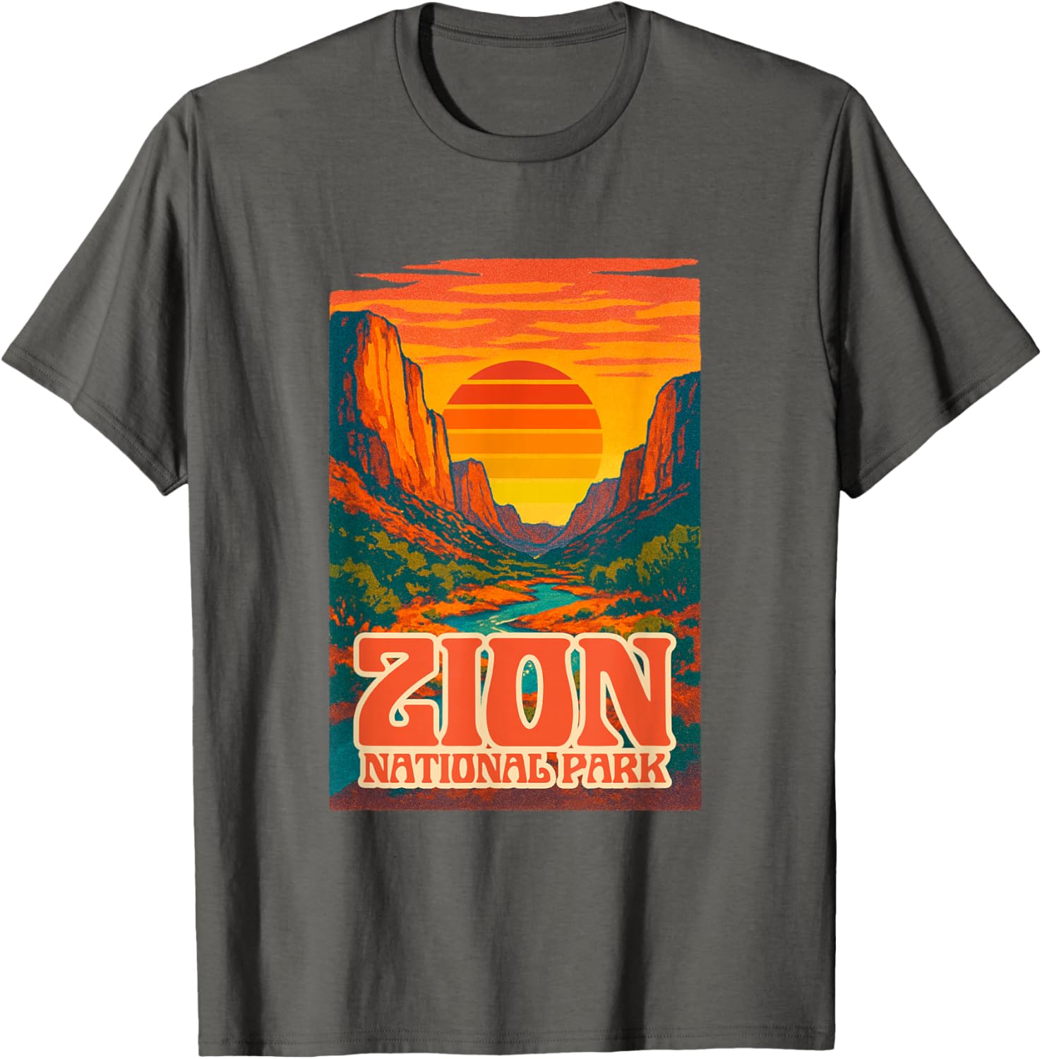 Utah Zion National Park Retro Sunset T-Shirt for Outdoor Lovers - 25