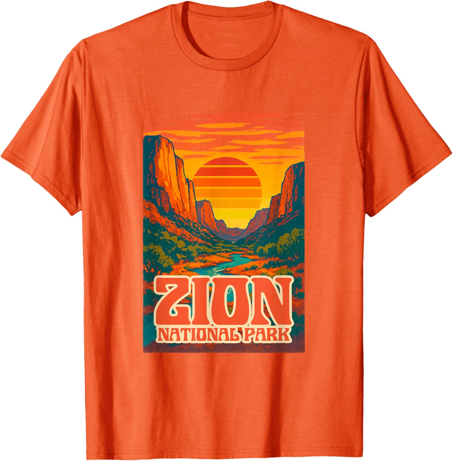 Utah Zion National Park Retro Sunset T-Shirt for Outdoor Lovers - 29