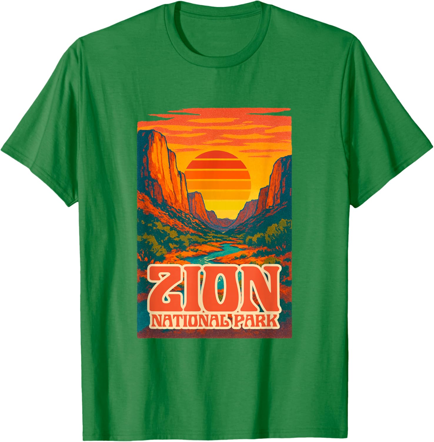 Utah Zion National Park Retro Sunset T-Shirt for Outdoor Lovers - 13