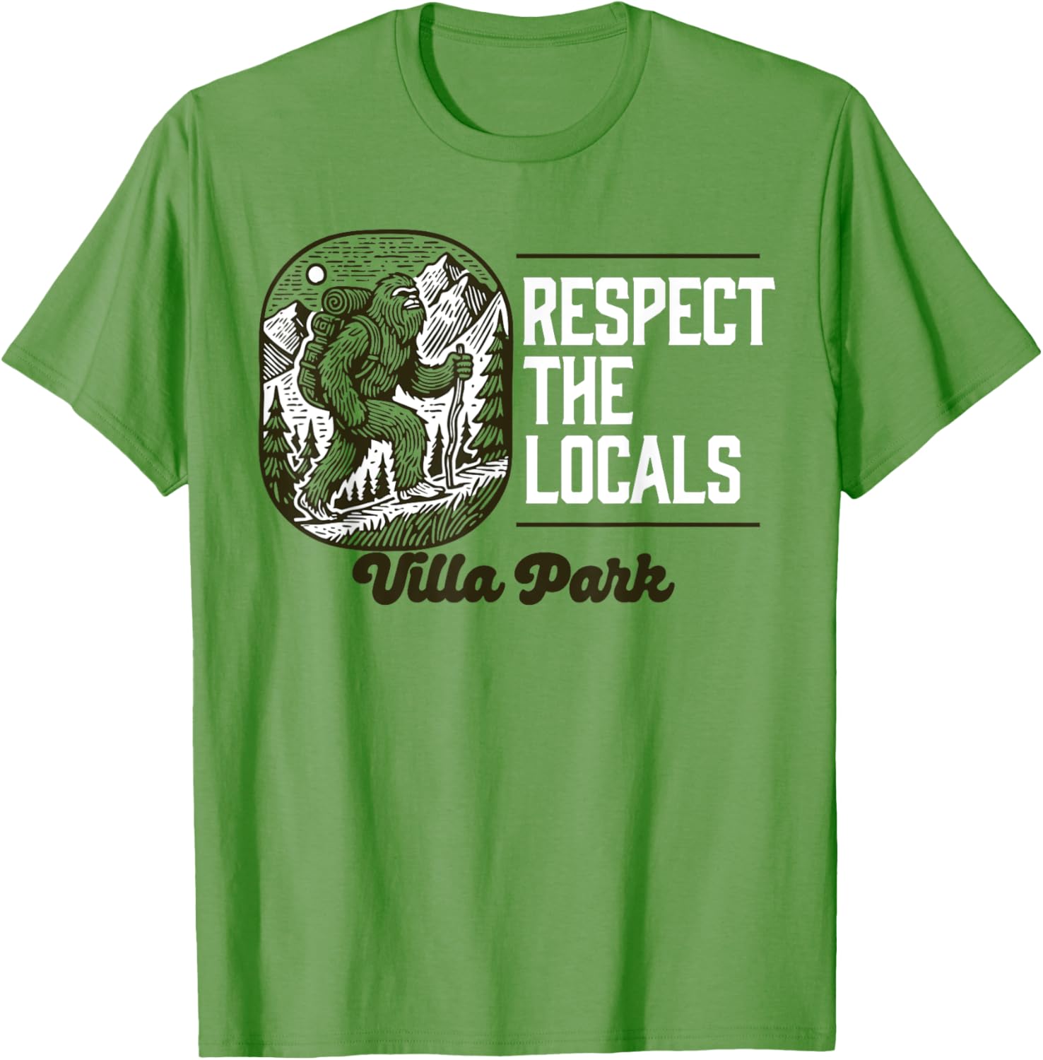 Villa Park Respect the Locals Bigfoot Hiking T-Shirt for Outdoors Lovers - 3