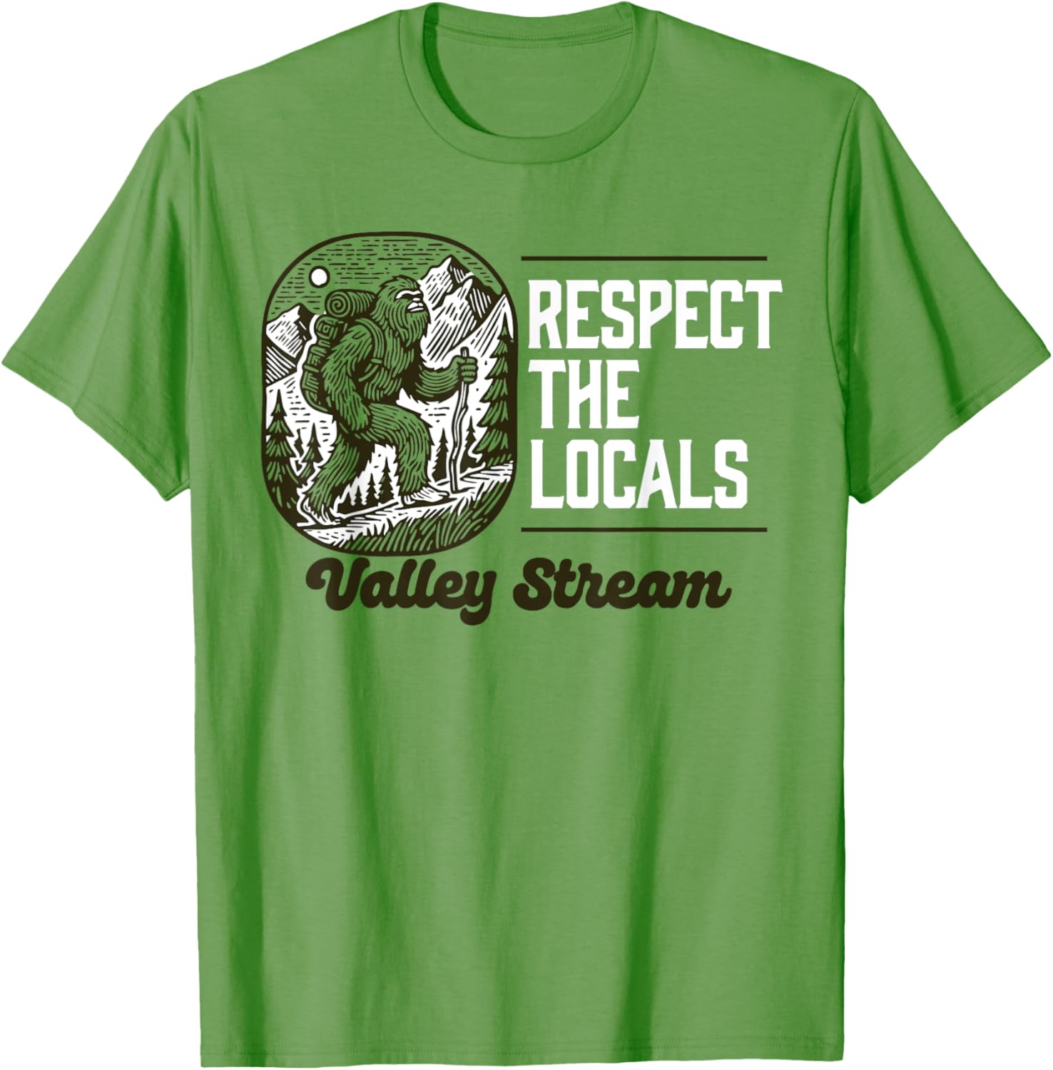 Valley Stream Respect the Locals Bigfoot Sasquatch Hiking T-Shirt - 10