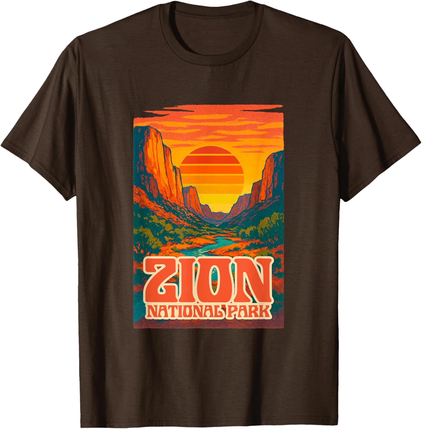 Utah Zion National Park Retro Sunset T-Shirt for Outdoor Lovers - 15