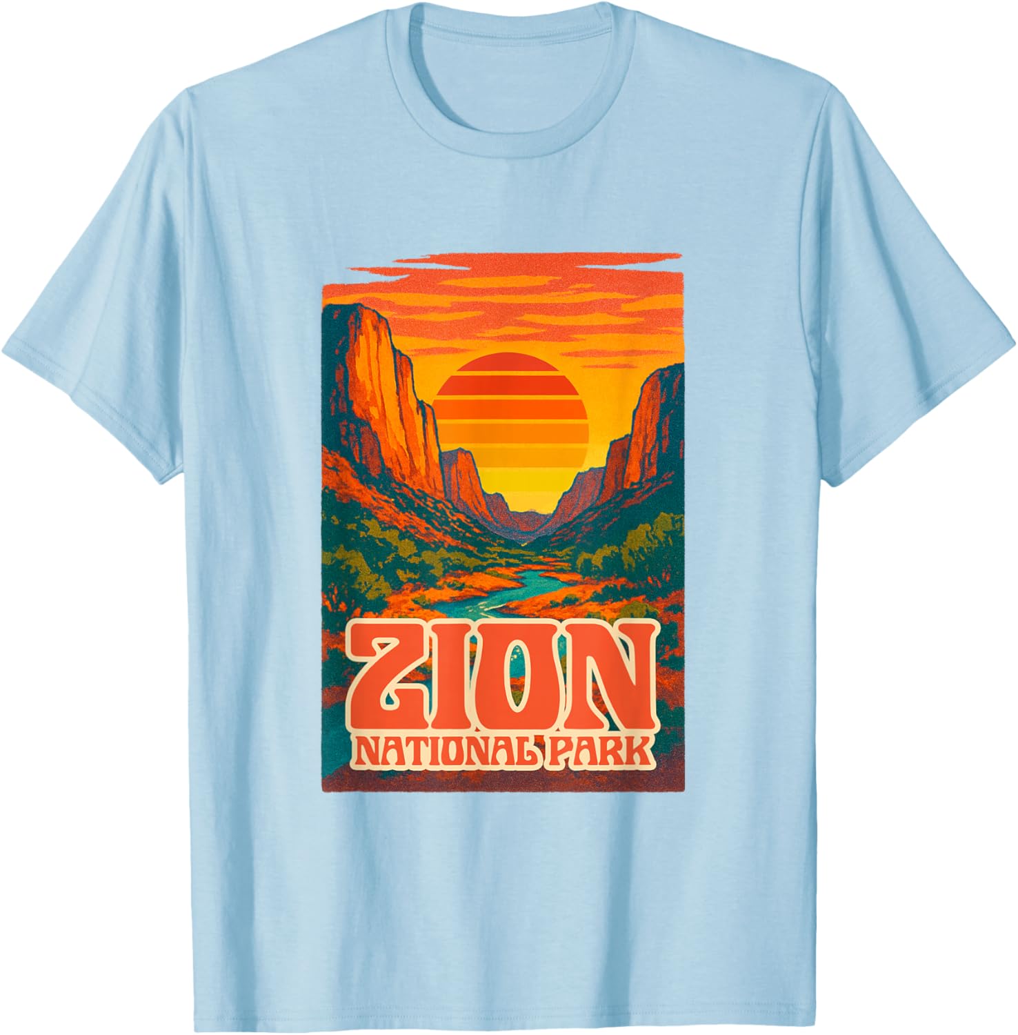 Utah Zion National Park Retro Sunset T-Shirt for Outdoor Lovers - 12