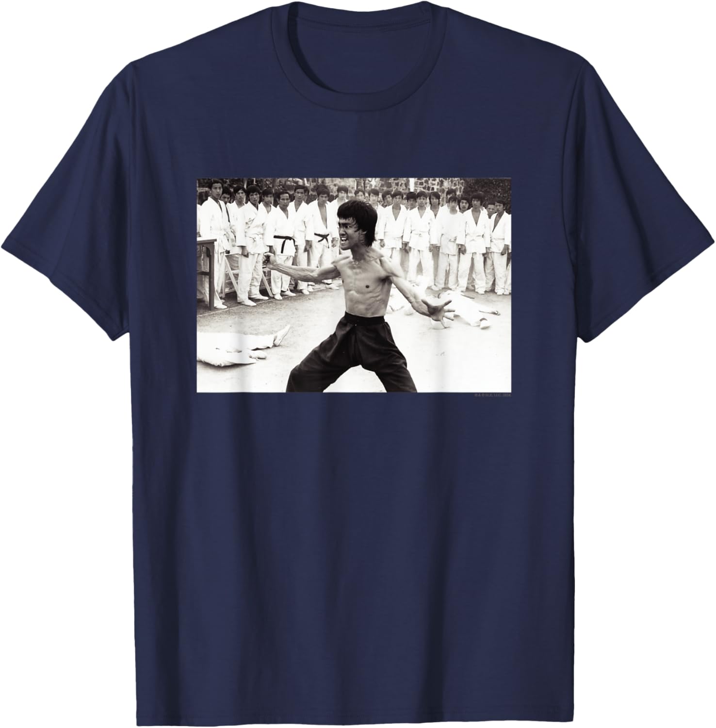 Vintage Bruce Lee Beats Everyone T-Shirt in Black and White Design - 18