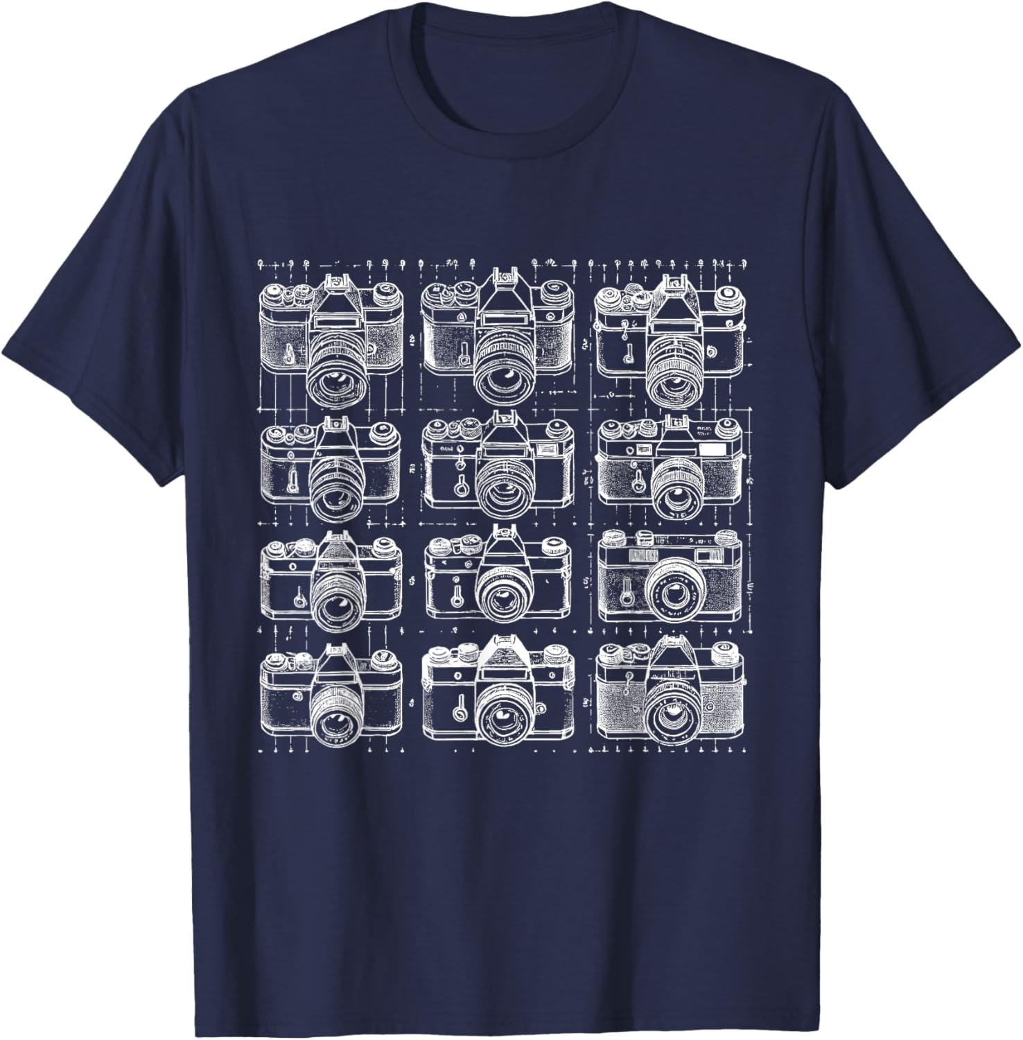 Vintage Camera Grid T-Shirt for Photography Lovers and Retro Style Fans - 9