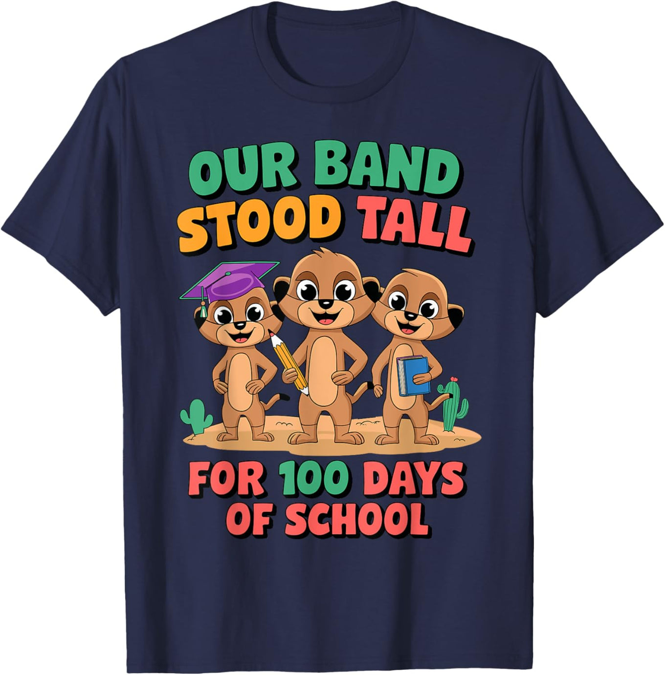 100 Days of School Teacher T-Shirt for Boys and Girls - Our Band Stood Tall - 1