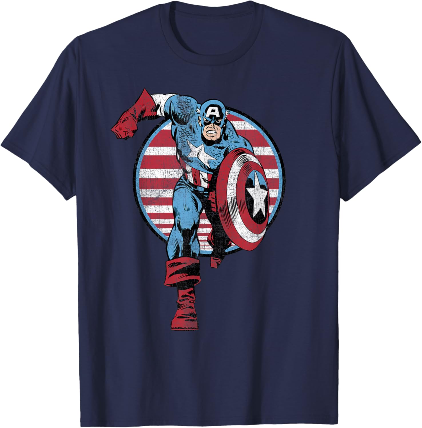 Vintage Captain America Retro Comic Circle T-Shirt for Fans - 5