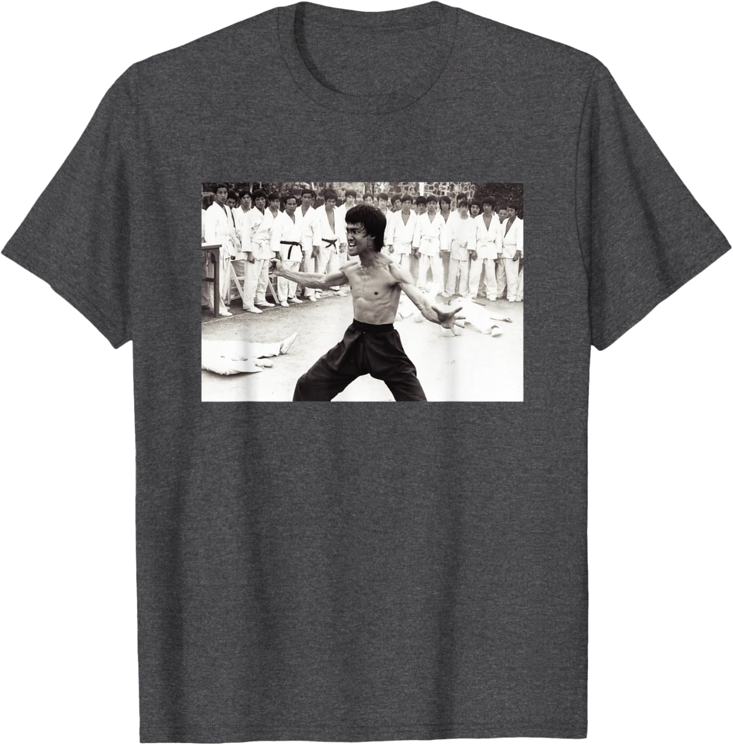 Vintage Bruce Lee Beats Everyone T-Shirt in Black and White Design - 6