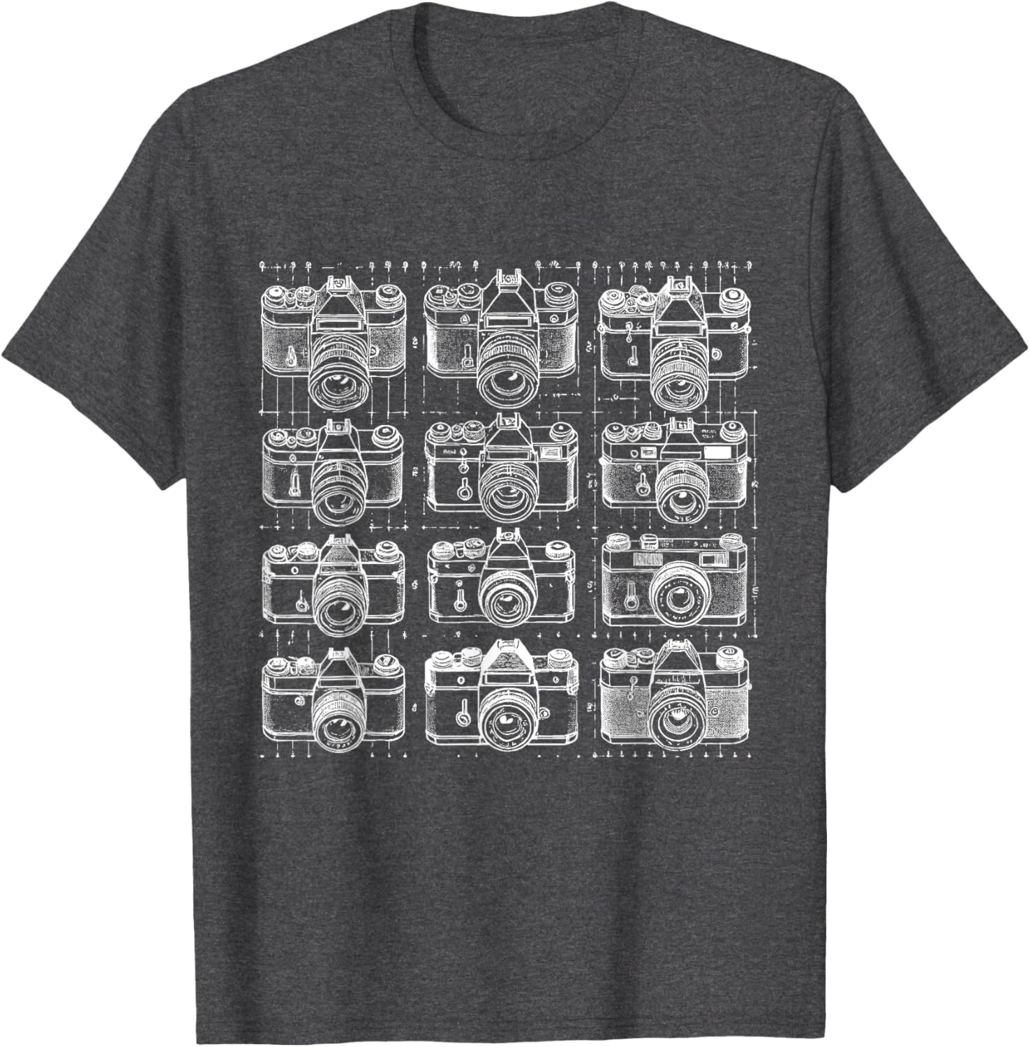 Vintage Camera Grid T-Shirt for Photography Lovers and Retro Style Fans - 7
