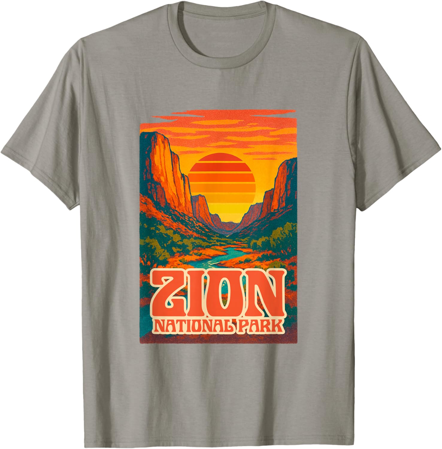Utah Zion National Park Retro Sunset T-Shirt for Outdoor Lovers - 8