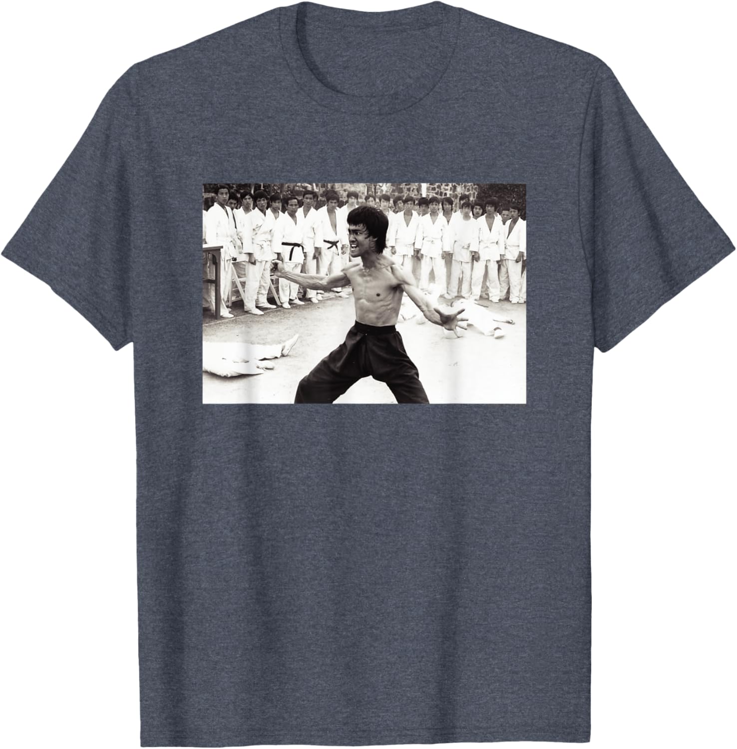 Vintage Bruce Lee Beats Everyone T-Shirt in Black and White Design - 14