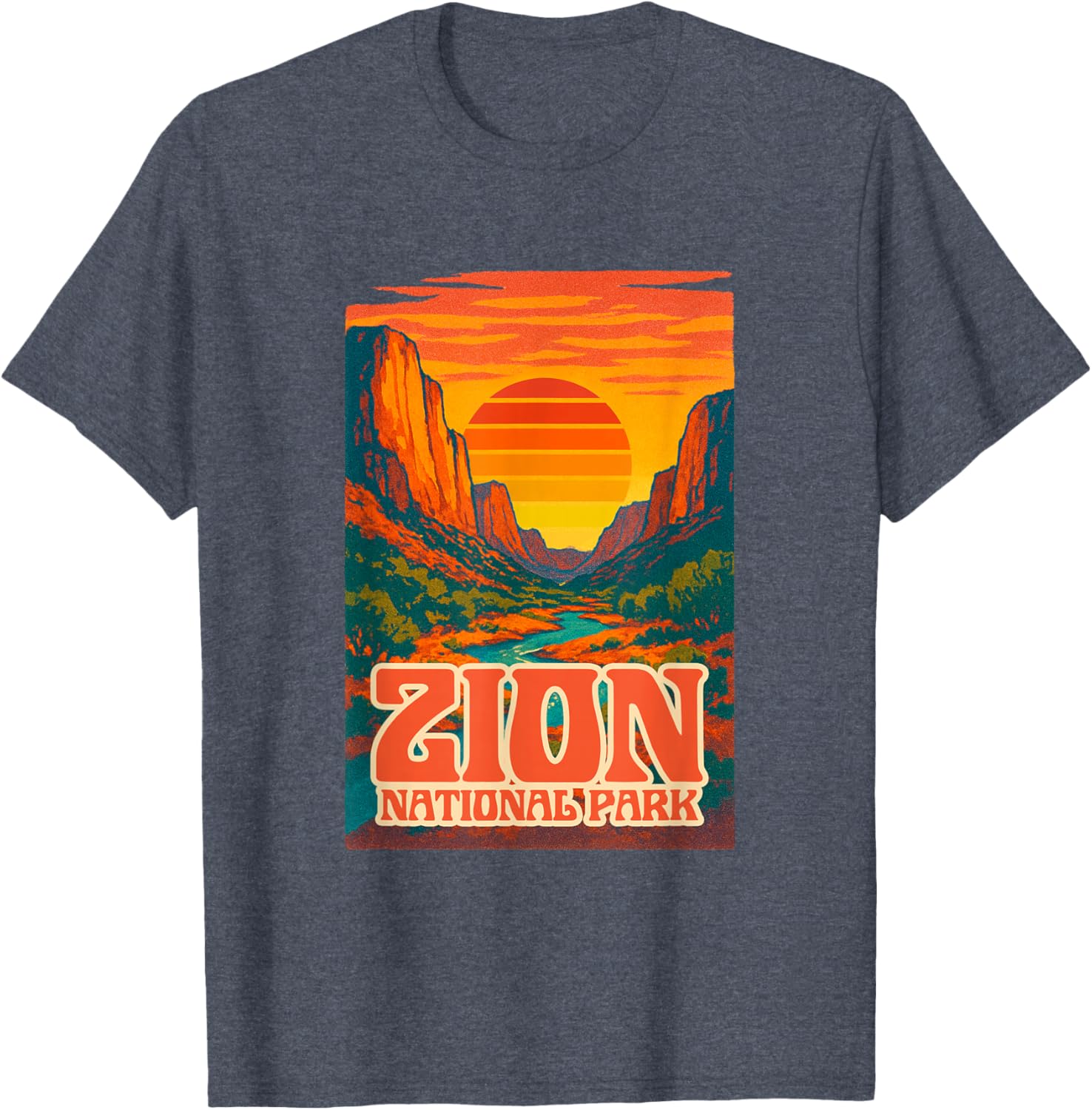 Utah Zion National Park Retro Sunset T-Shirt for Outdoor Lovers - 20