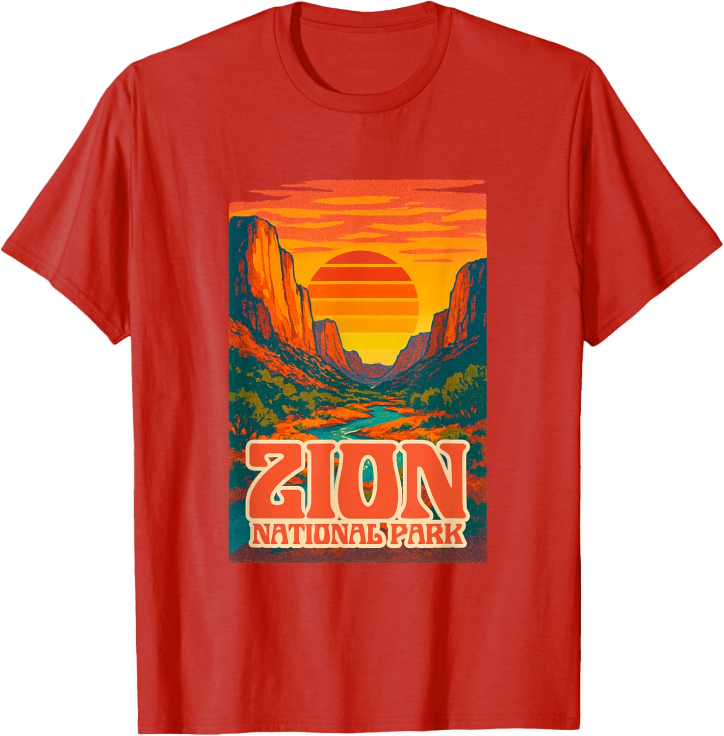 Utah Zion National Park Retro Sunset T-Shirt for Outdoor Lovers - 27