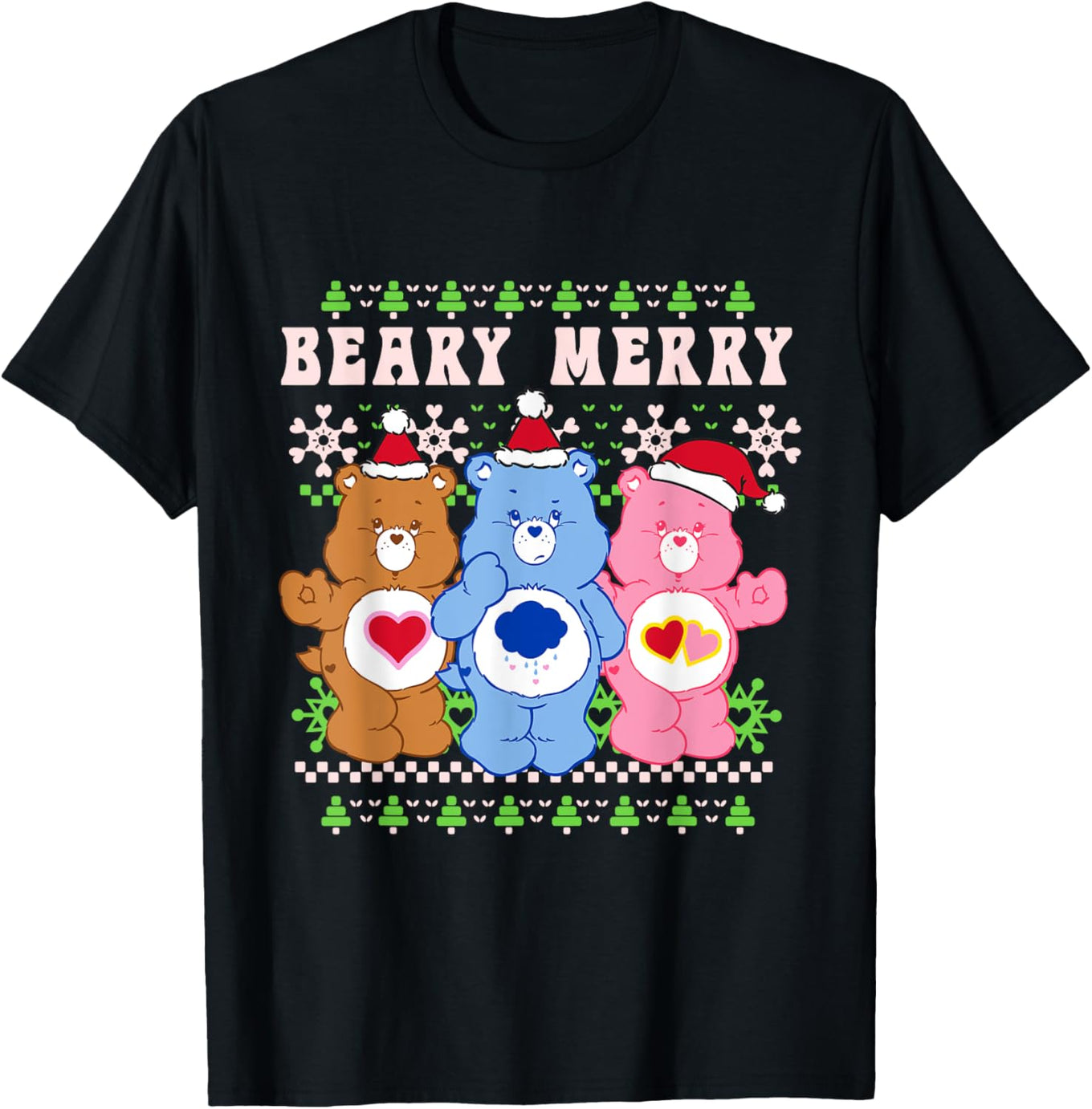 Care Bears Christmas T-Shirt with Holiday Bears in Santa Hats - 1