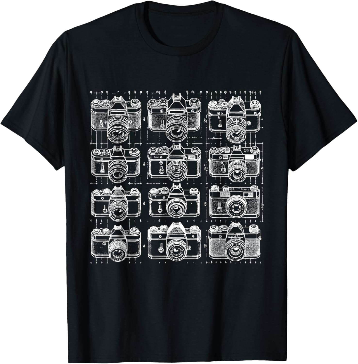 Vintage Camera Grid T-Shirt for Photography Lovers and Retro Style Fans - 8