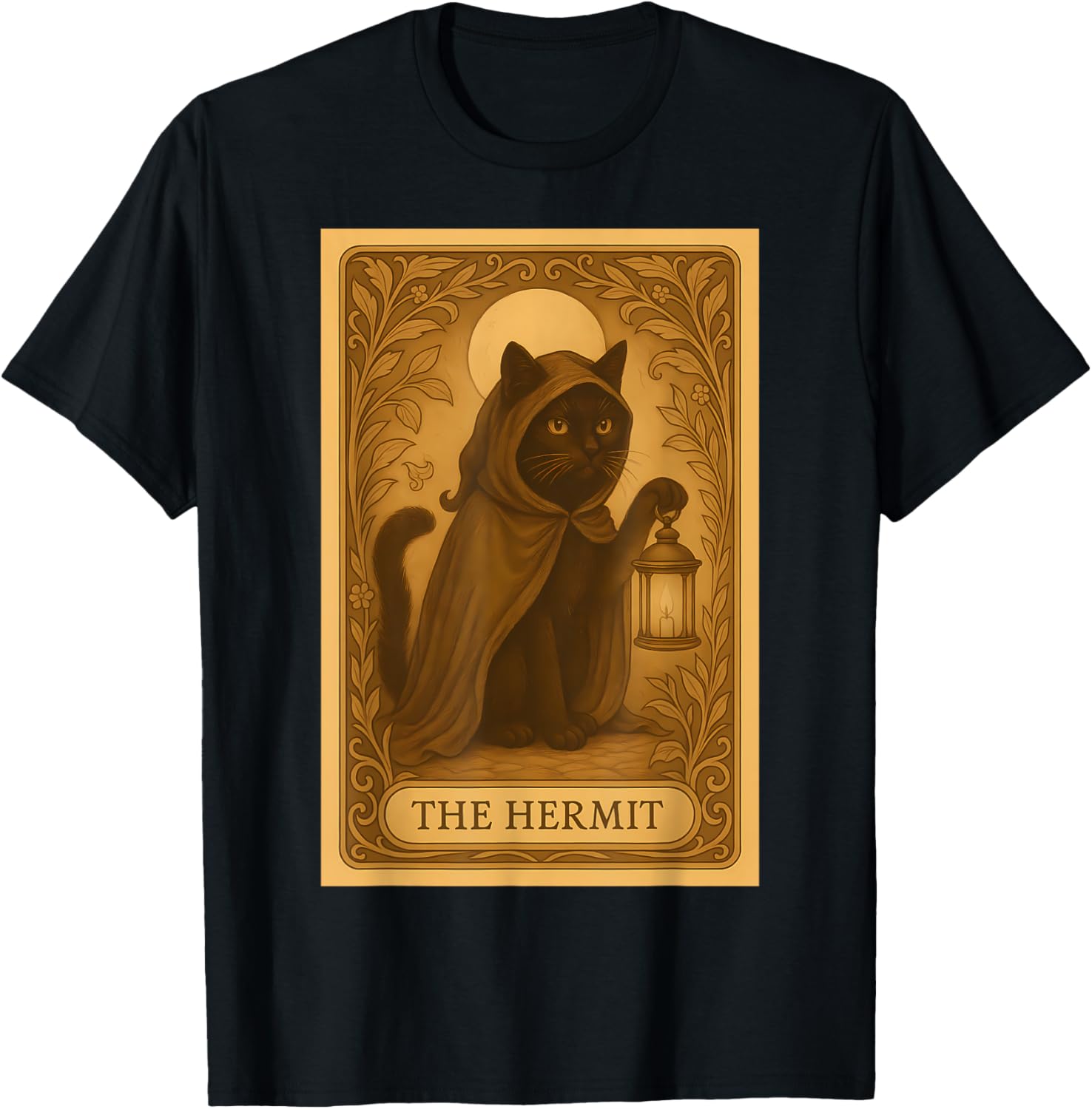 Vintage Black Cat Tarot Card Moon T-Shirt for Stylish Cat Lovers - 5