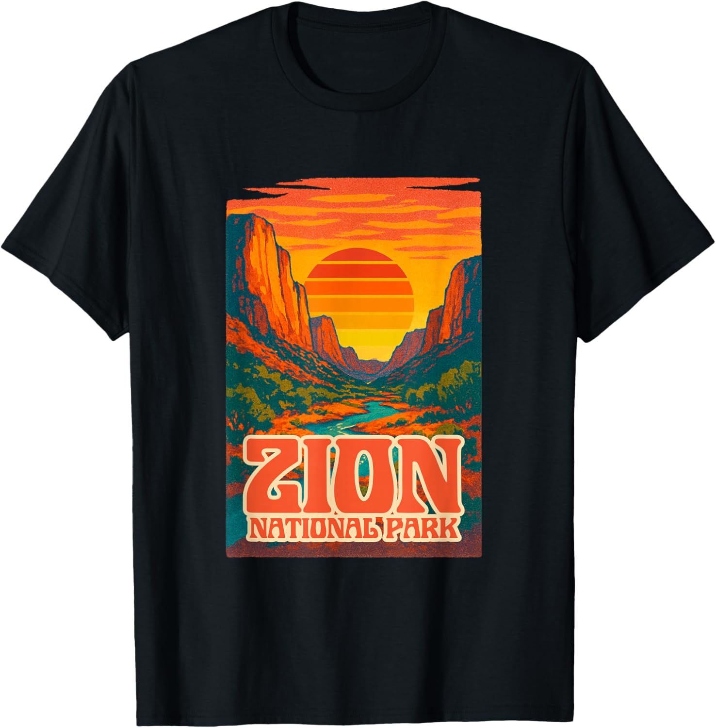 Utah Zion National Park Retro Sunset T-Shirt for Outdoor Lovers - 24