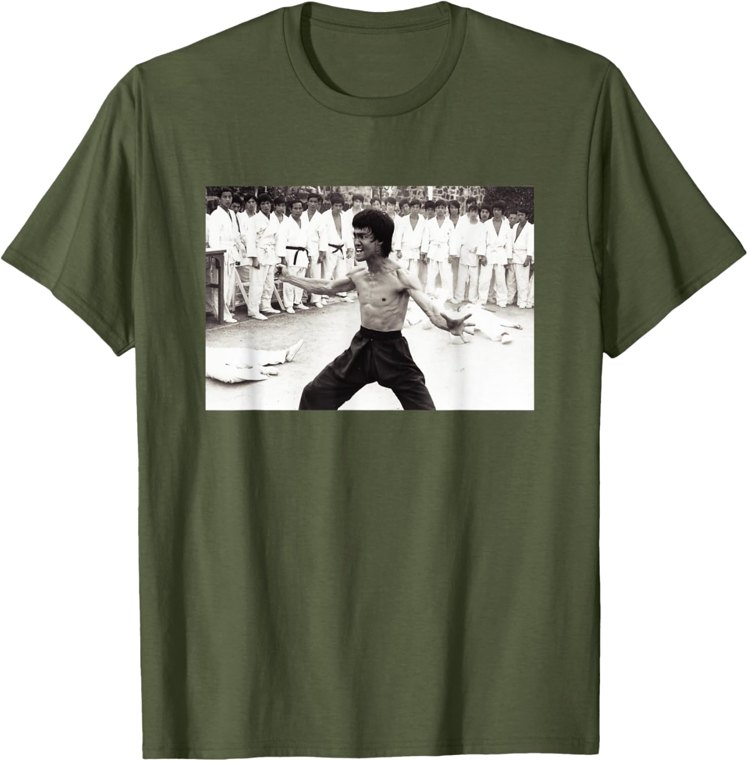 Vintage Bruce Lee Beats Everyone T-Shirt in Black and White Design - 9