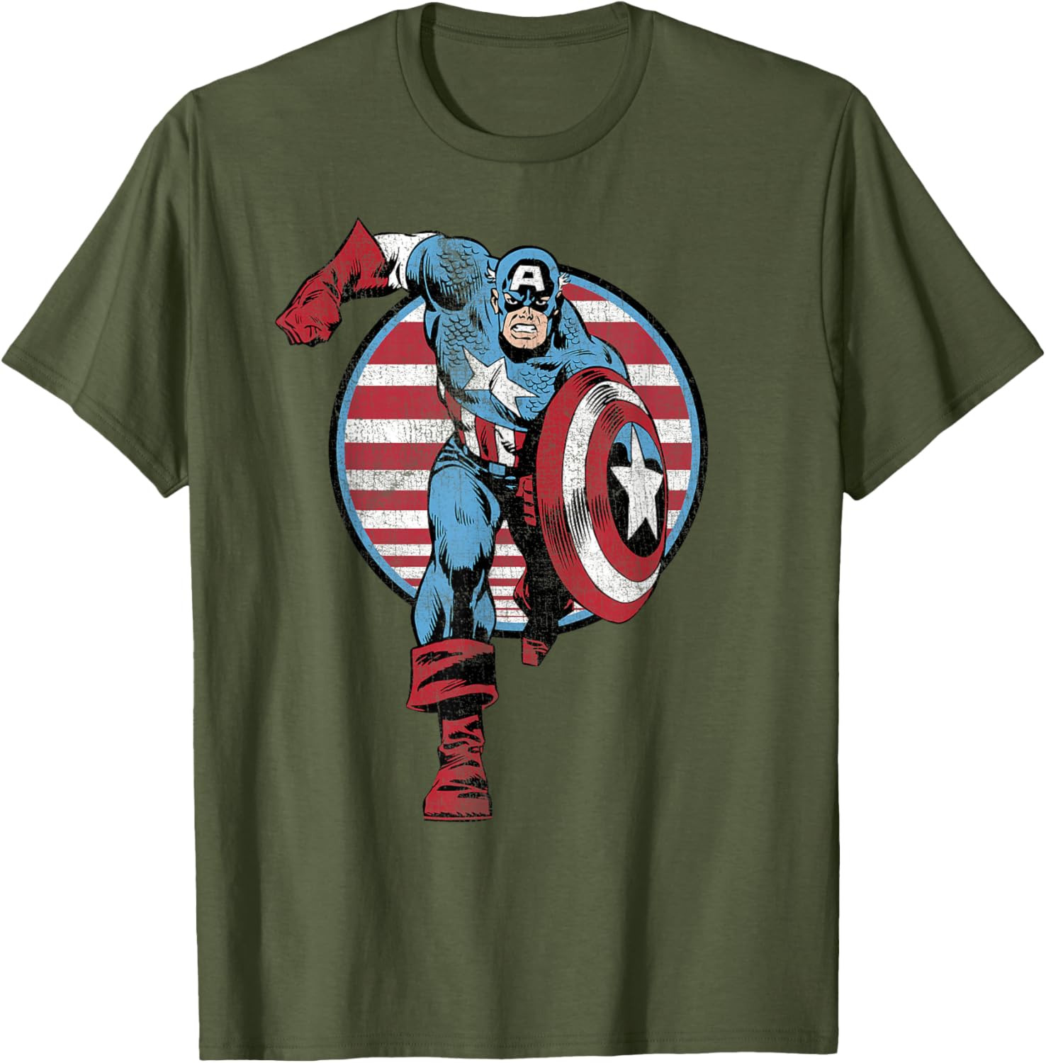 Vintage Captain America Retro Comic Circle T-Shirt for Fans - 3