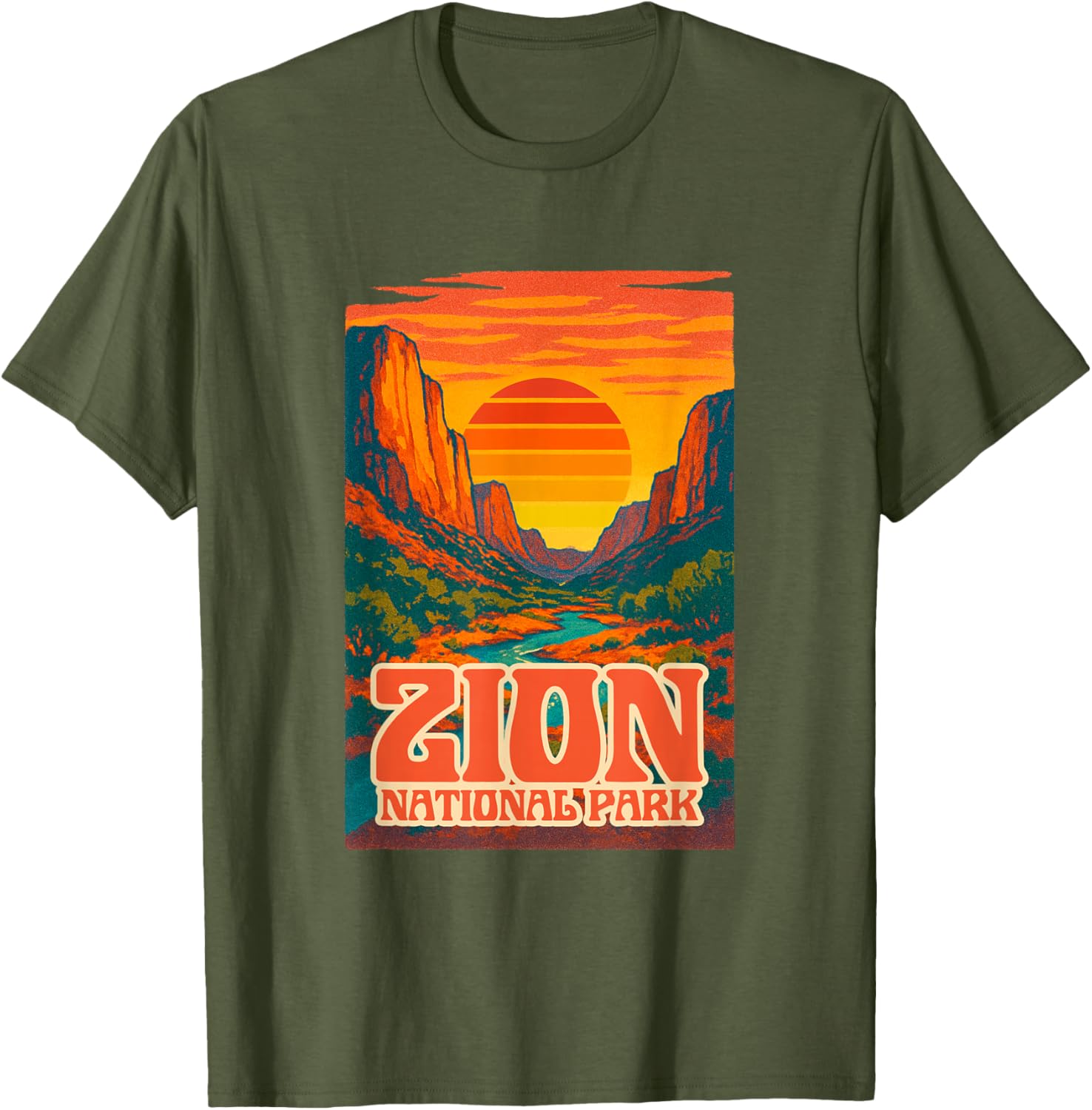 Utah Zion National Park Retro Sunset T-Shirt for Outdoor Lovers - 16