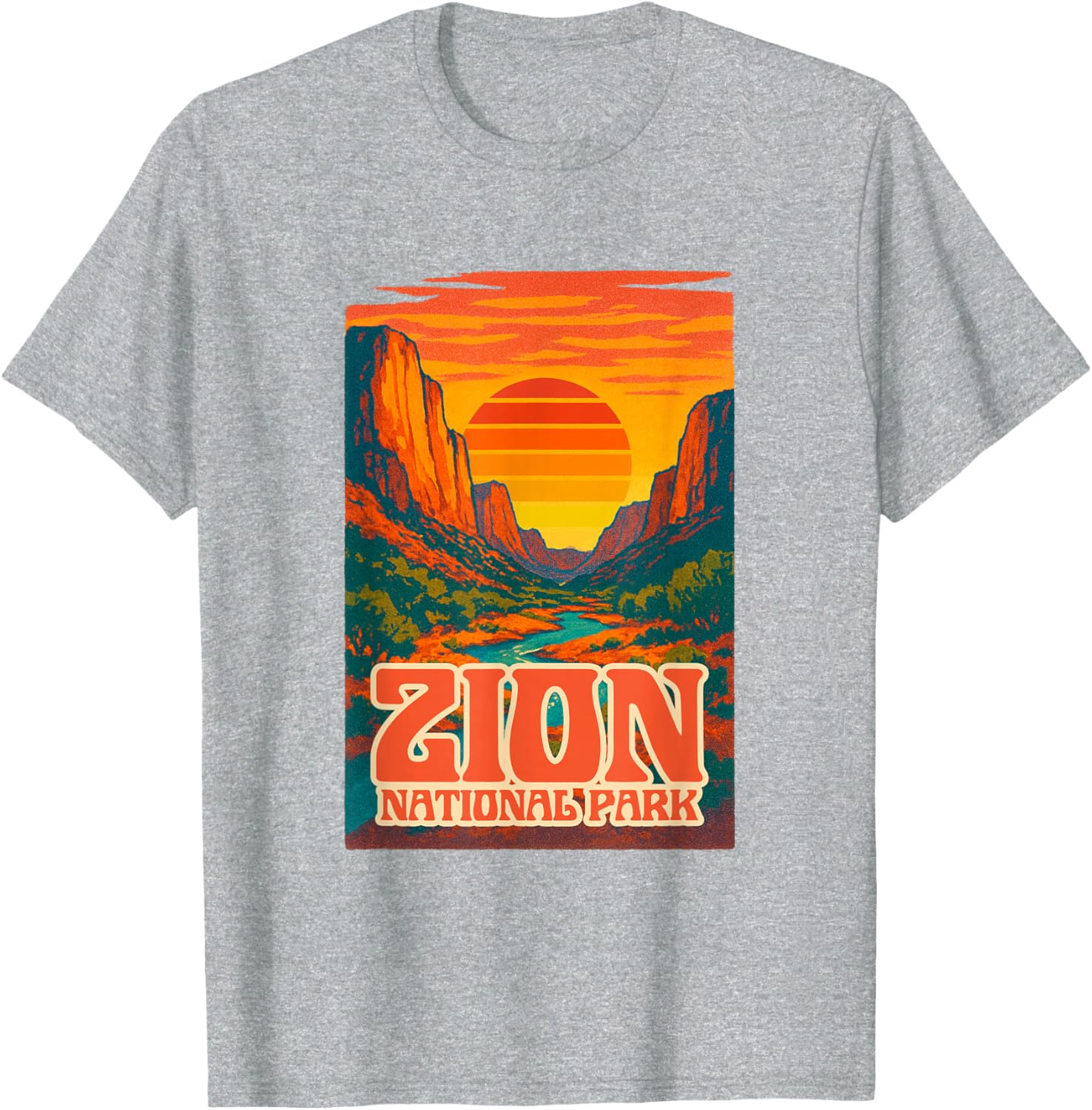 Utah Zion National Park Retro Sunset T-Shirt for Outdoor Lovers - 4