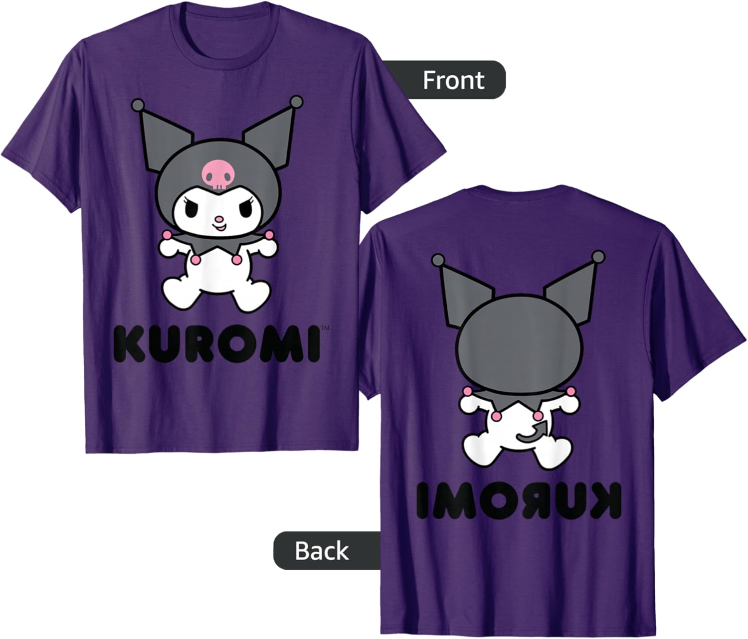 Sanrio Kuromi Character Grey T-Shirt for Cute and Stylish Outfits - 4