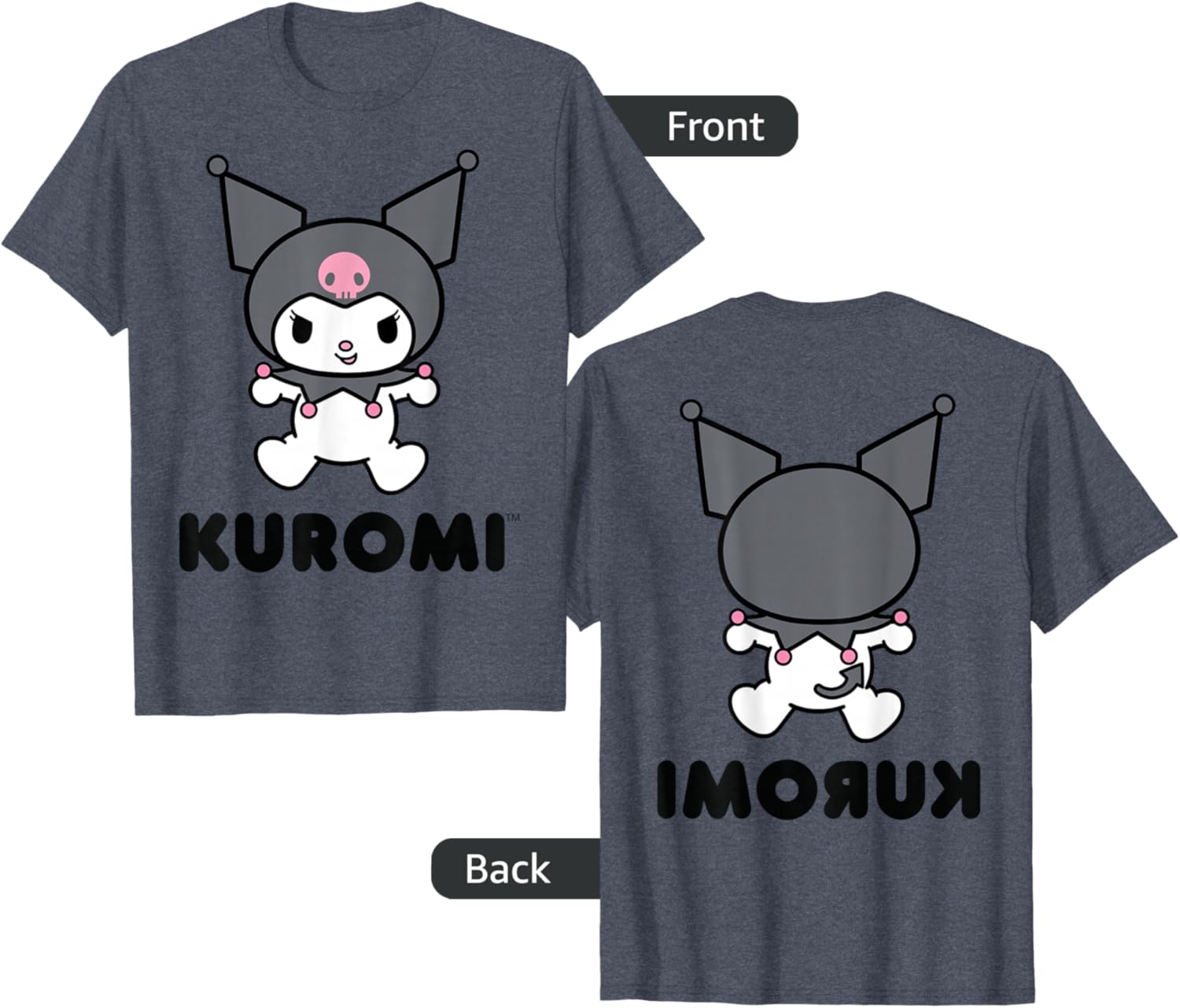 Sanrio Kuromi Character Grey T-Shirt for Cute and Stylish Outfits - 5