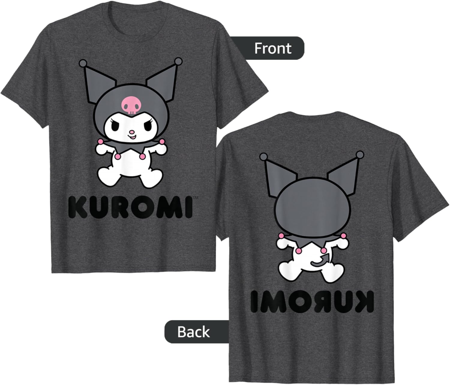Sanrio Kuromi Character Grey T-Shirt for Cute and Stylish Outfits - 9